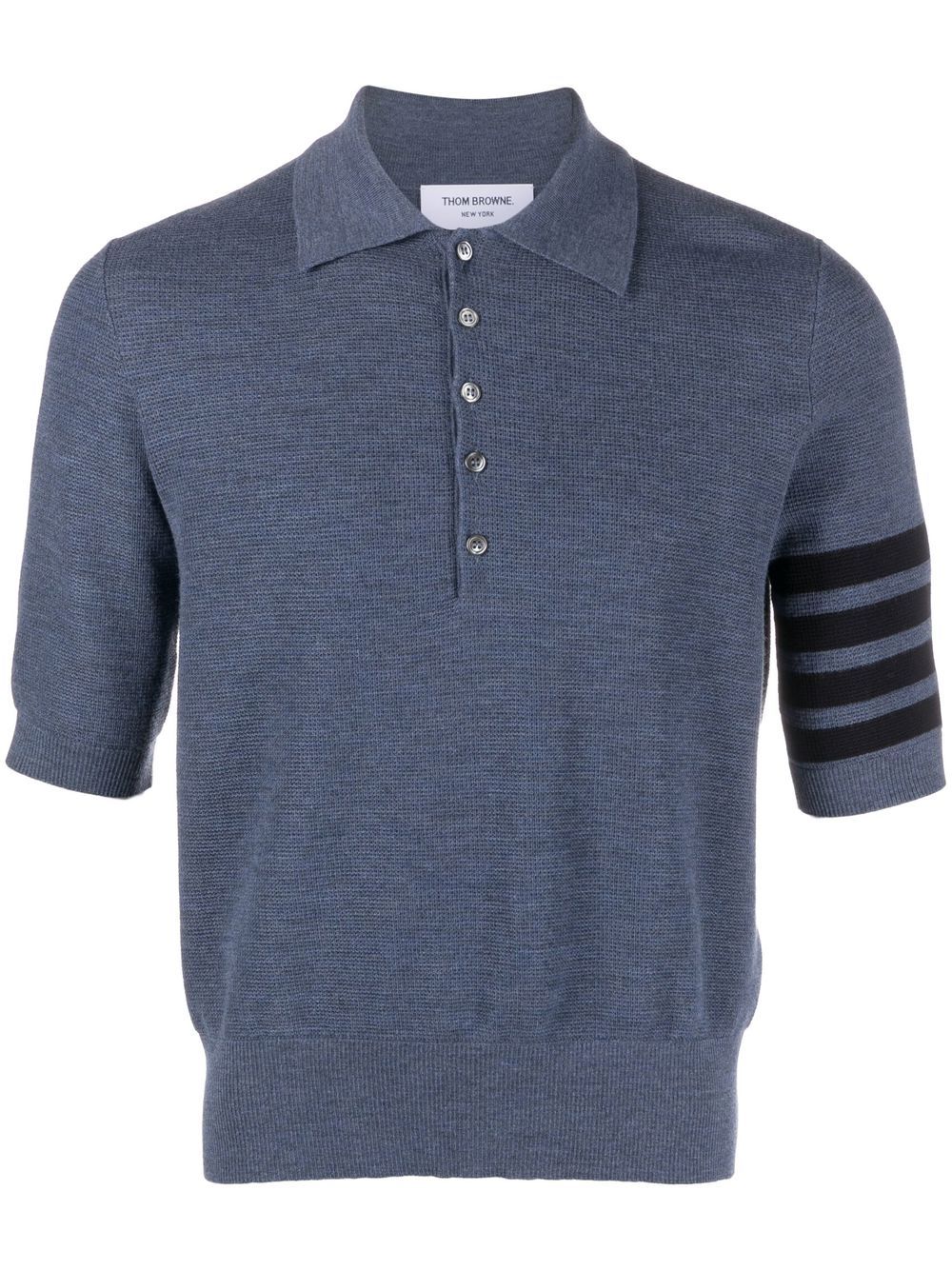 stripe detail short sleeved polo shirt by thom browne - bottegalusso: premier destination for modern luxury menswear