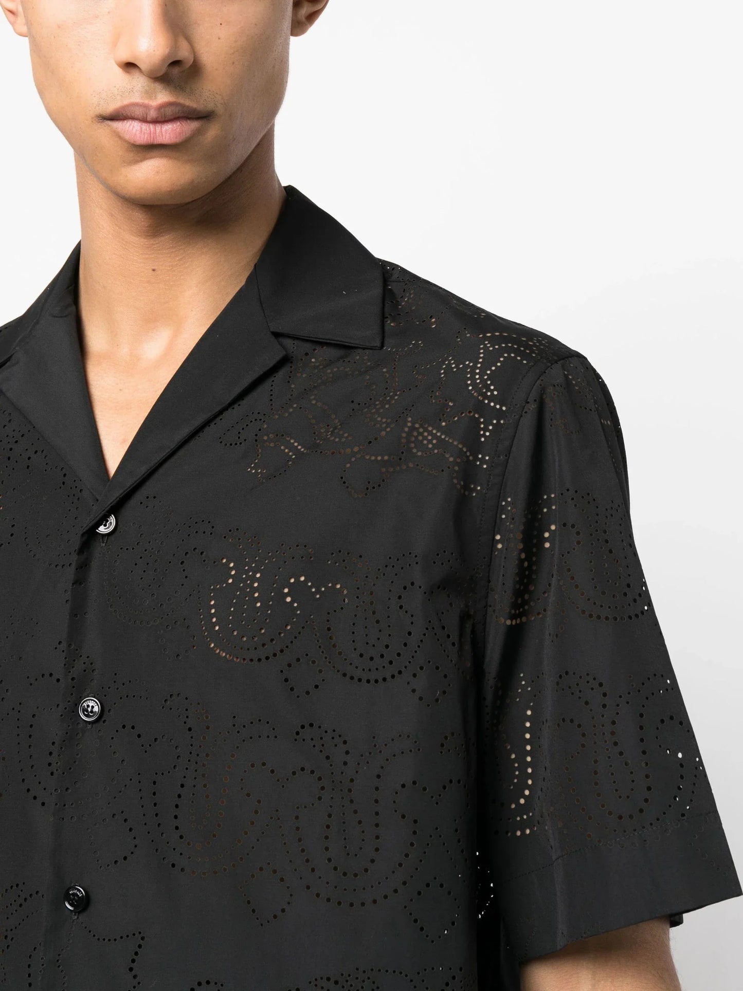 perforated detail button up shirt