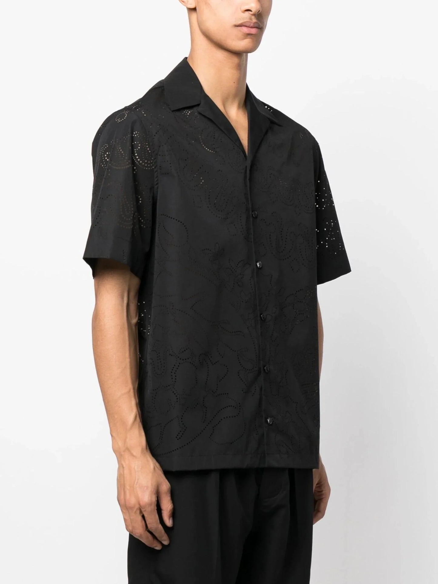 perforated detail button up shirt