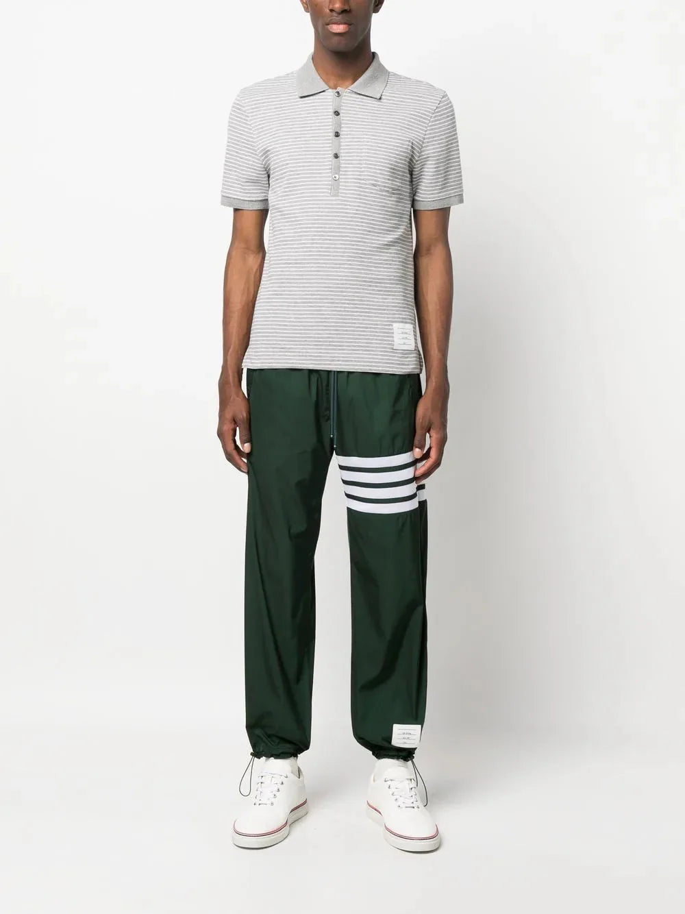 striped short sleeve polo shirt by thom browne - bottegalusso: premier destination for modern luxury menswear