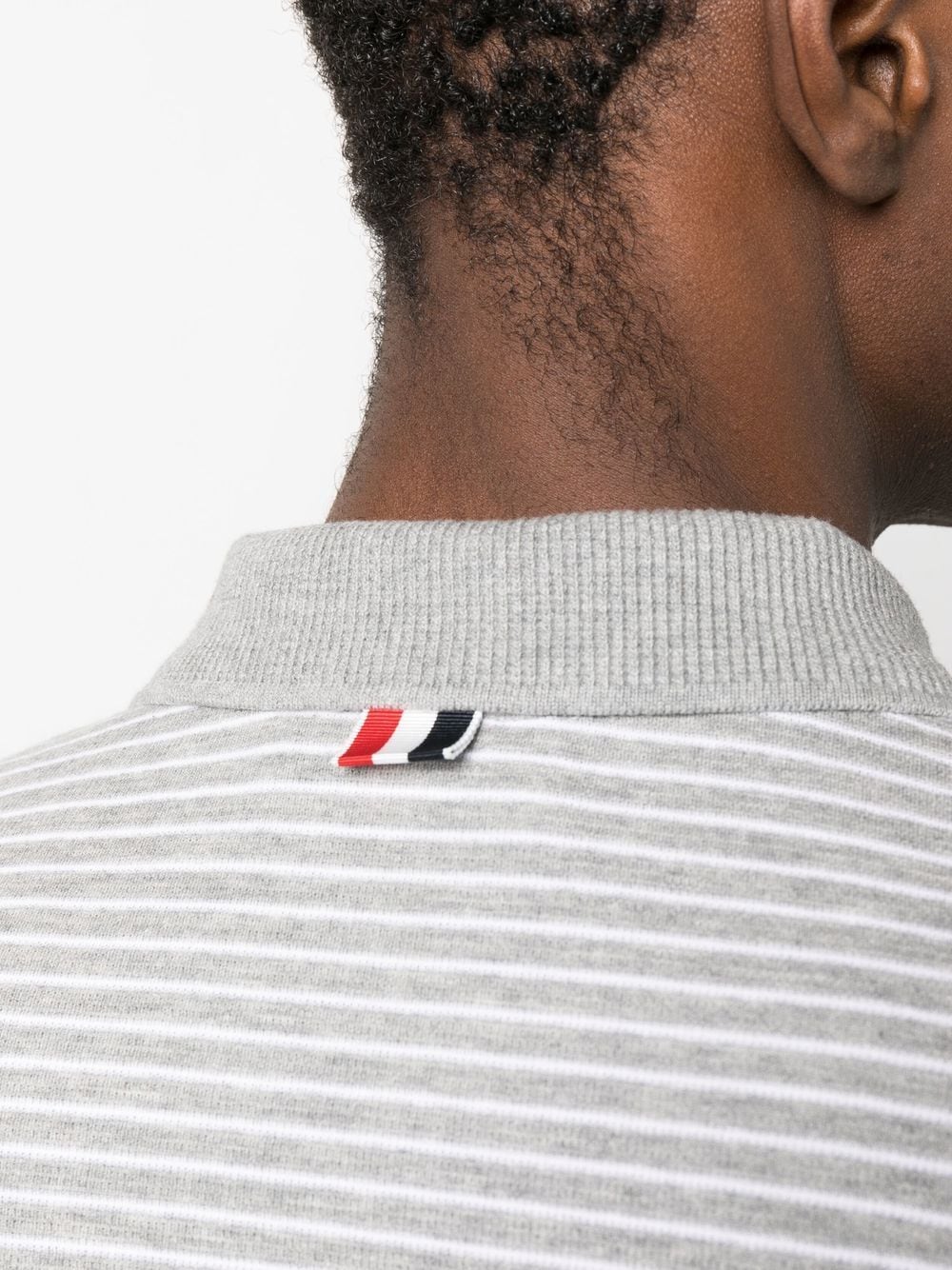 striped short sleeve polo shirt by thom browne - bottegalusso: premier destination for modern luxury menswear