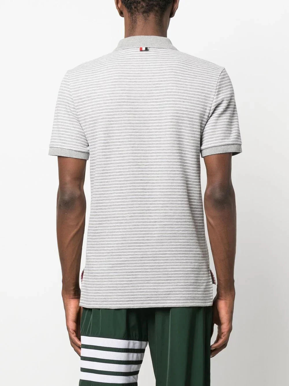 striped short sleeve polo shirt by thom browne - bottegalusso: premier destination for modern luxury menswear