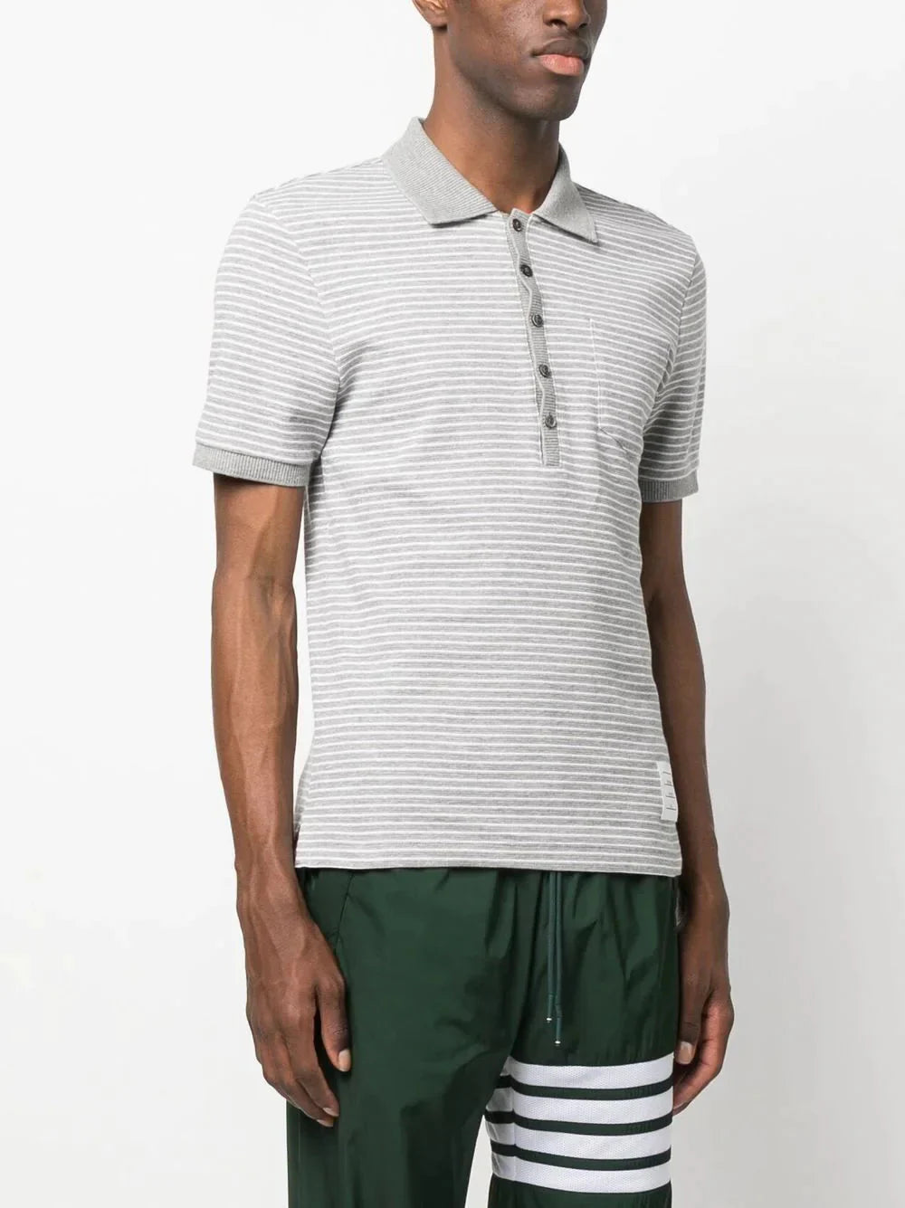 striped short sleeve polo shirt by thom browne - bottegalusso: premier destination for modern luxury menswear