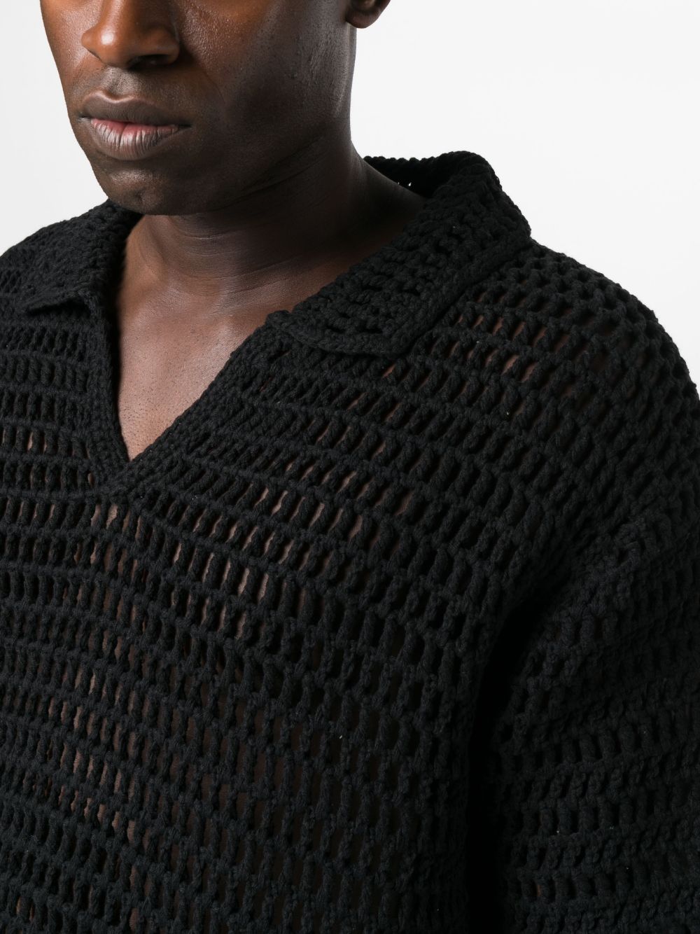 short sleeve crocheted polo shirt by commas - bottegalusso: premier destination for modern luxury menswear