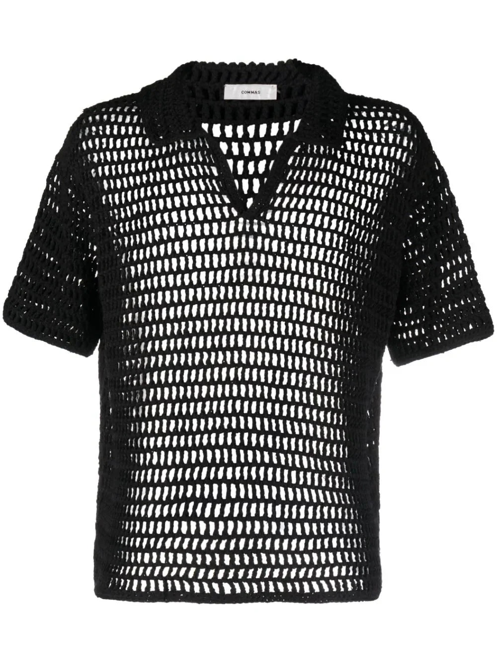 short sleeve crocheted polo shirt by commas - bottegalusso: premier destination for modern luxury menswear