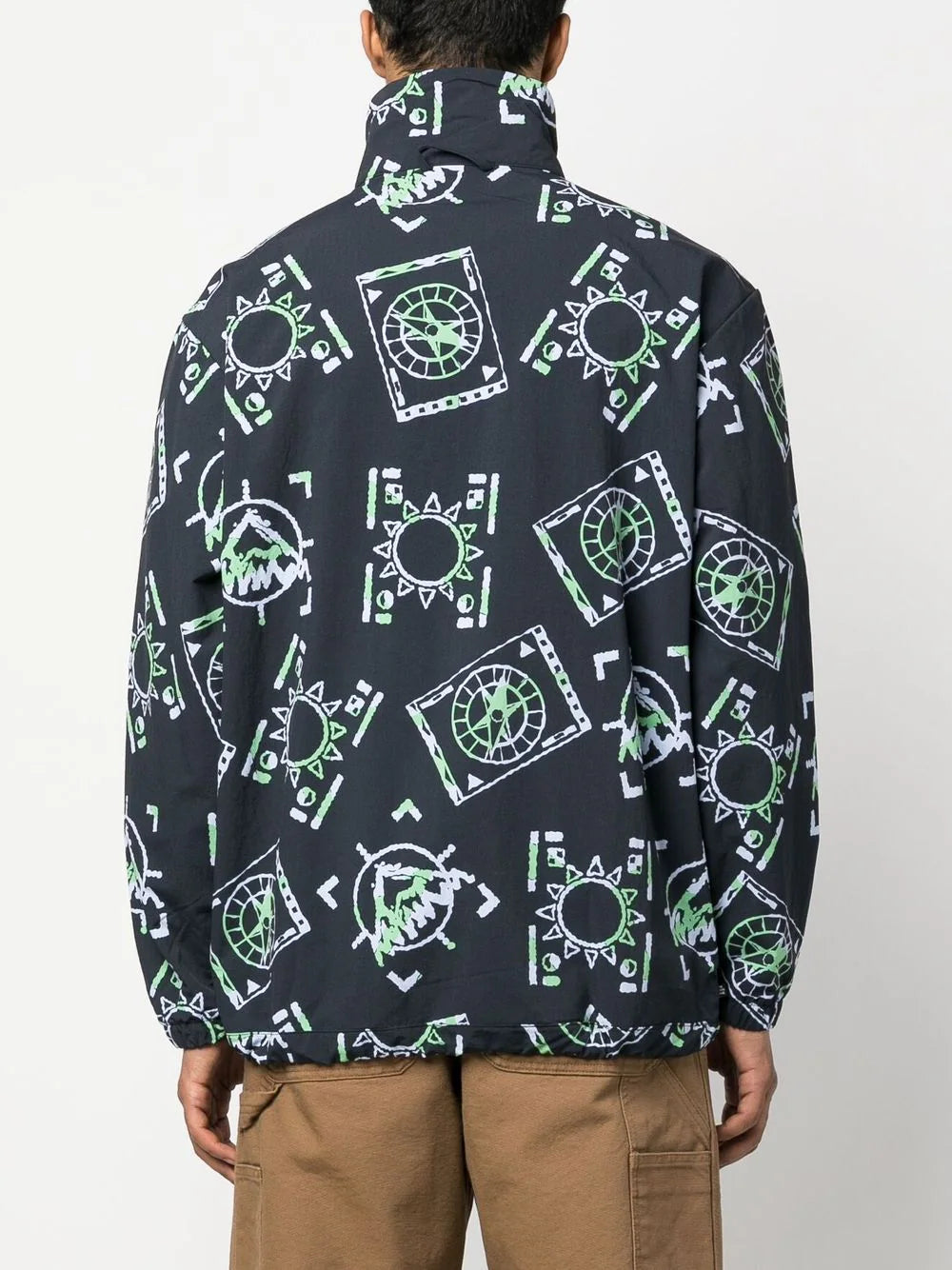 graphic-print pull-over jacket