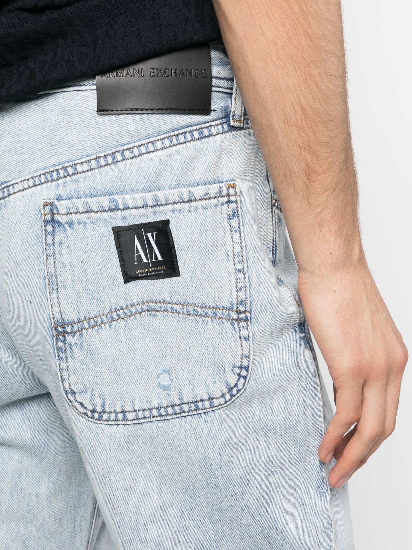 tapered denim pants by armani exchange - bottegalusso: premier destination for modern luxury menswear