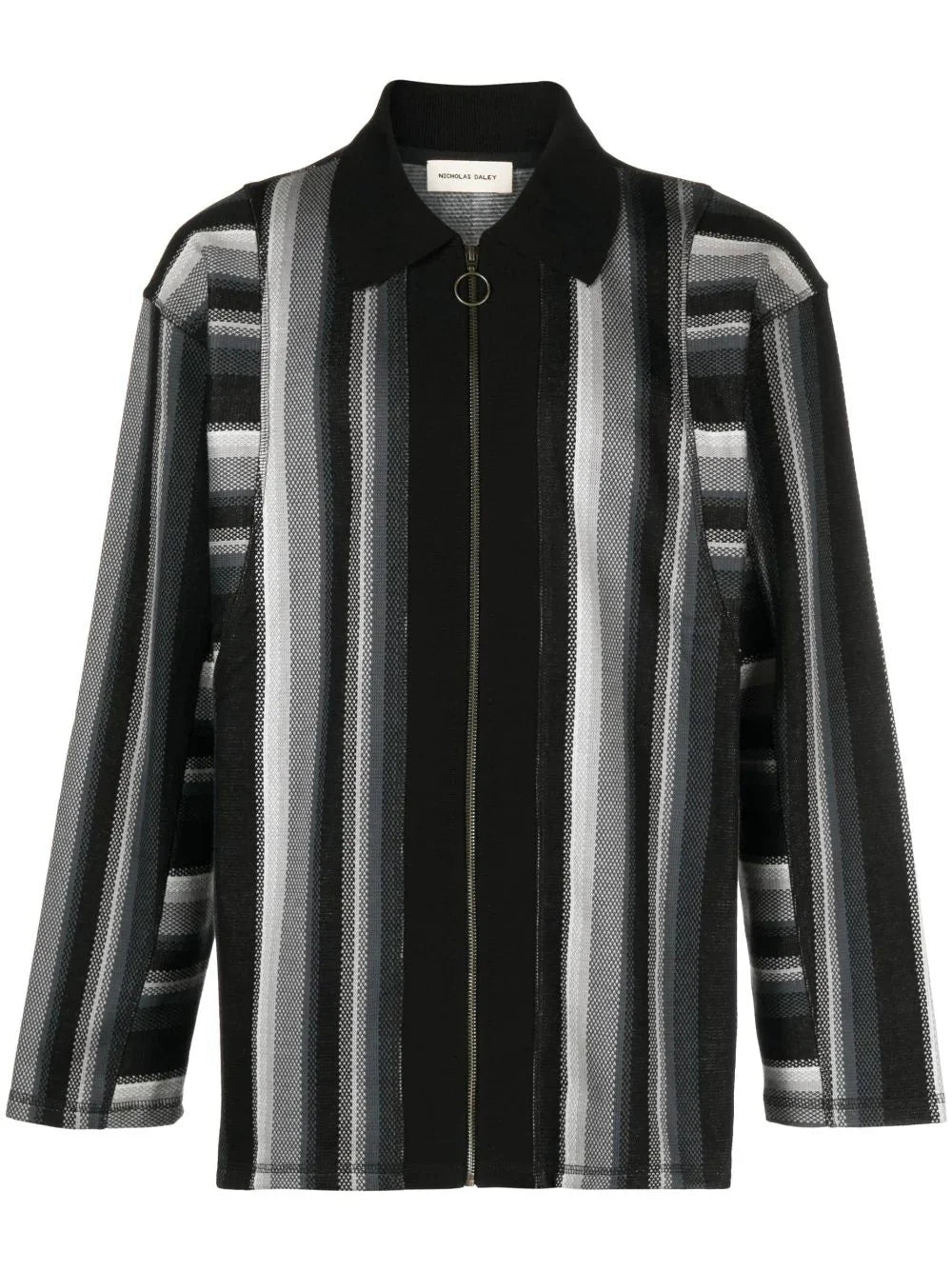 striped zip up cotton polo shirt by nicholas daley - bottegalusso: premier destination for modern luxury menswear