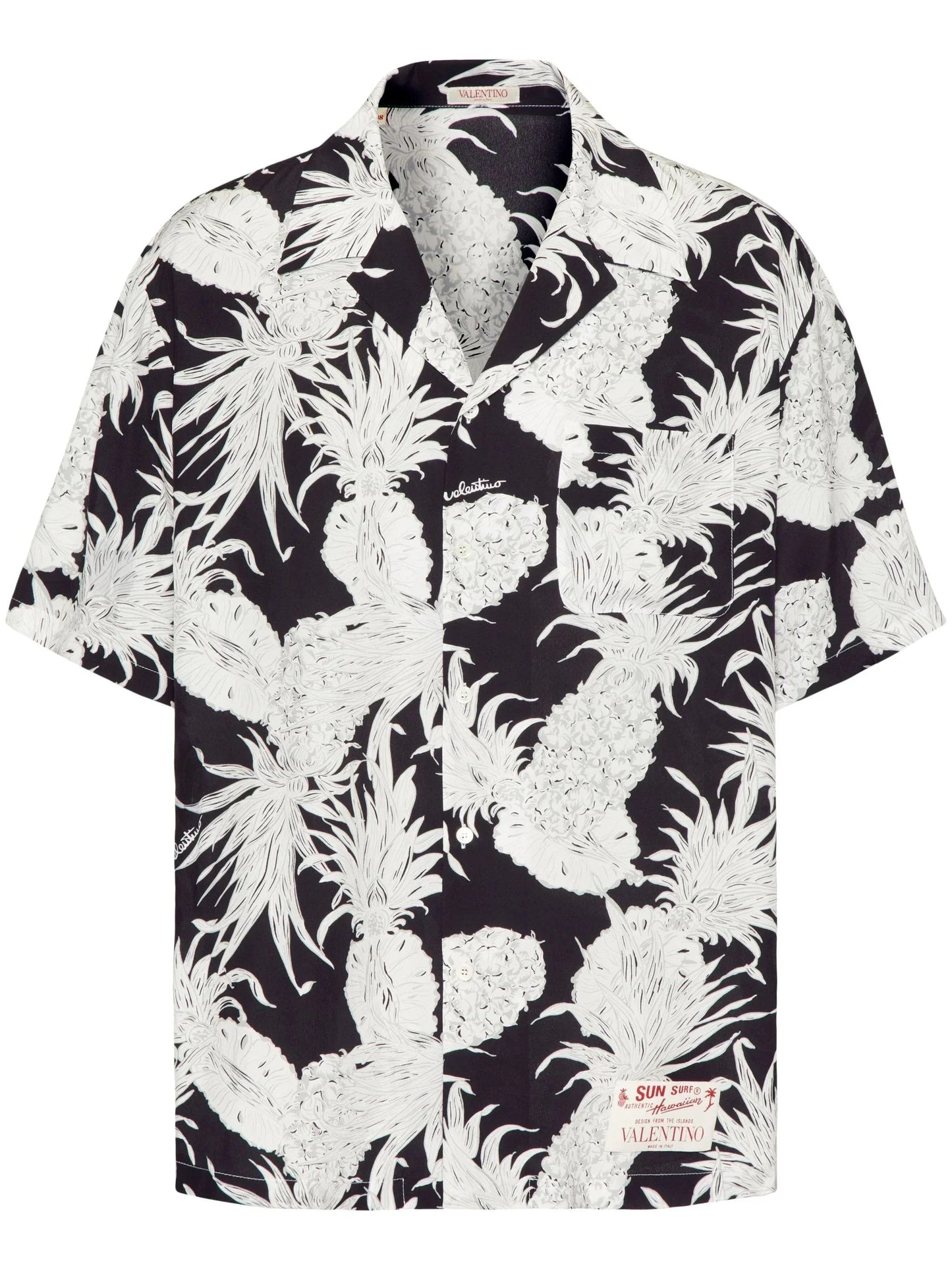 pineapple print silk bowling shirt