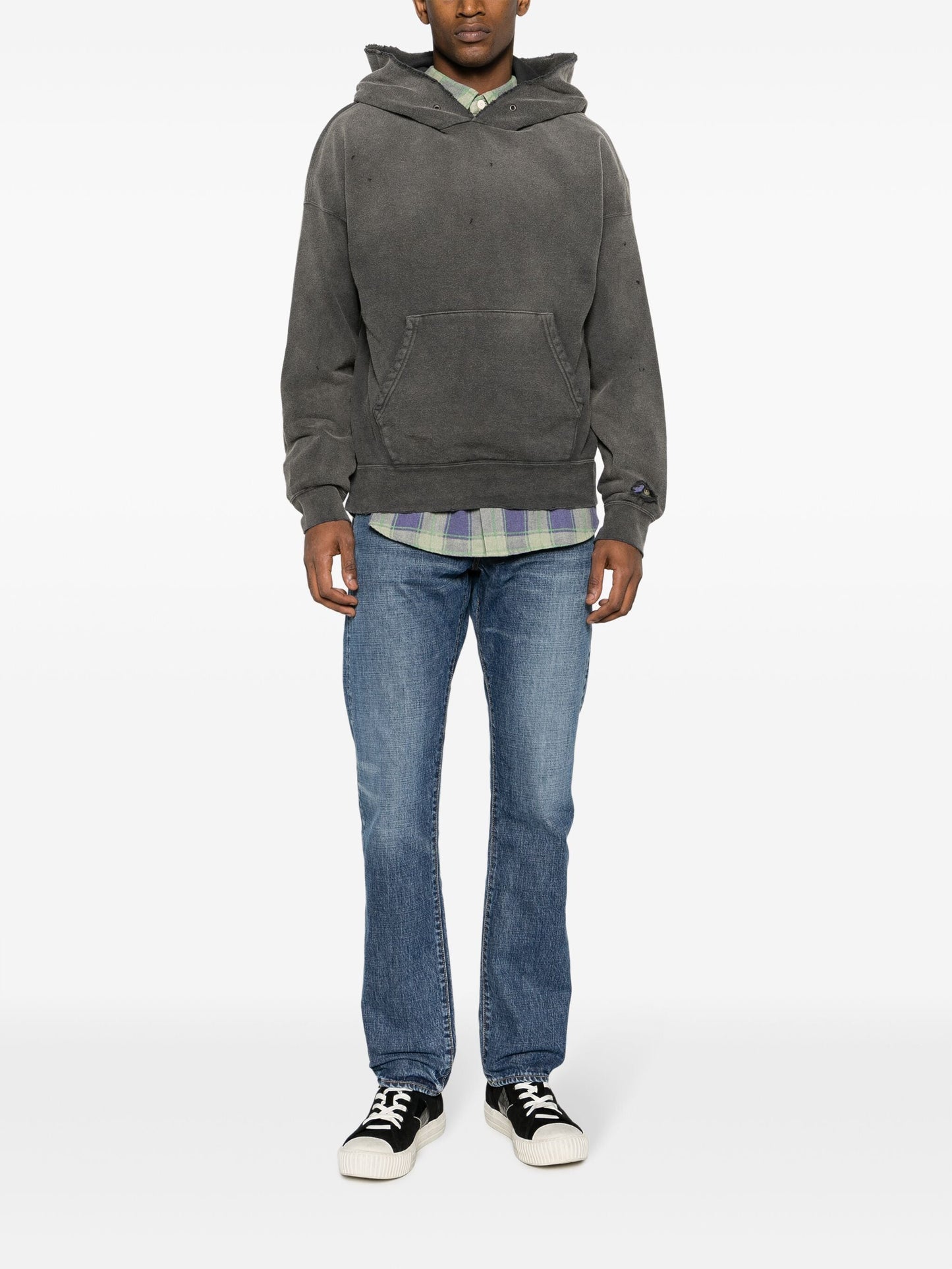 ripped detailing cotton hoodie by visvim - bottegalusso: premier destination for modern luxury menswear