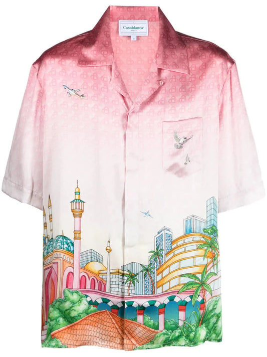 Morning City View Silk Shirt by Casablanca - bottegalusso: Premier Destination for Modern Luxury Menswear