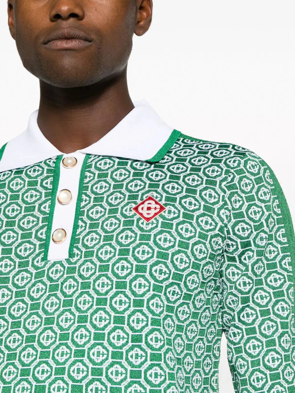 monogram jacquard polo shirt by casablanca - bottegalusso: premier destination for modern luxury menswear