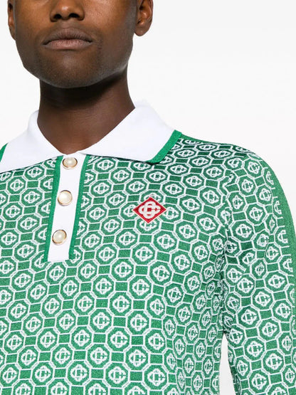 Monogram Jacquard Polo Shirt by Casablanca - bottegalusso: Premier Destination for Modern Luxury Menswear