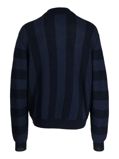 Striped Knitted Wool Cardigan by YMC - bottegalusso: Premier Destination for Modern Luxury Menswear