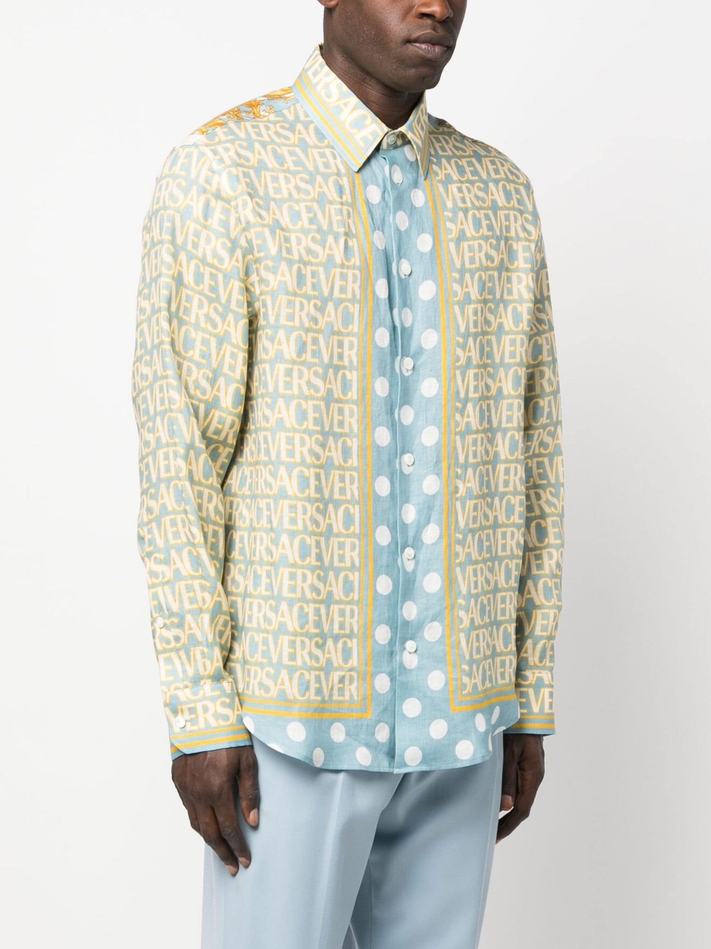 versace allover linen shirt