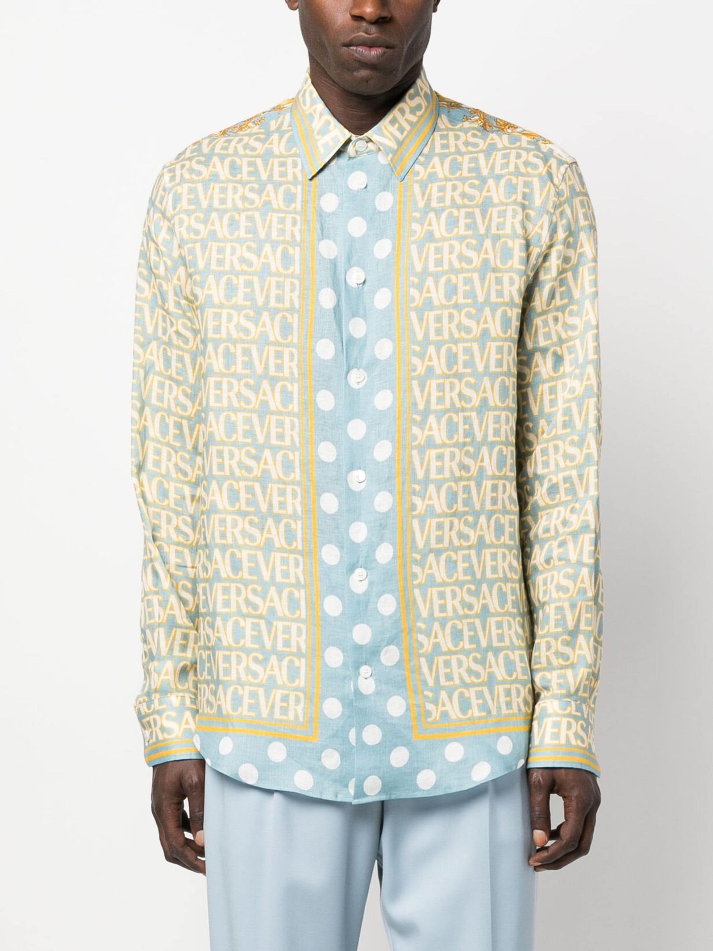 versace allover linen shirt