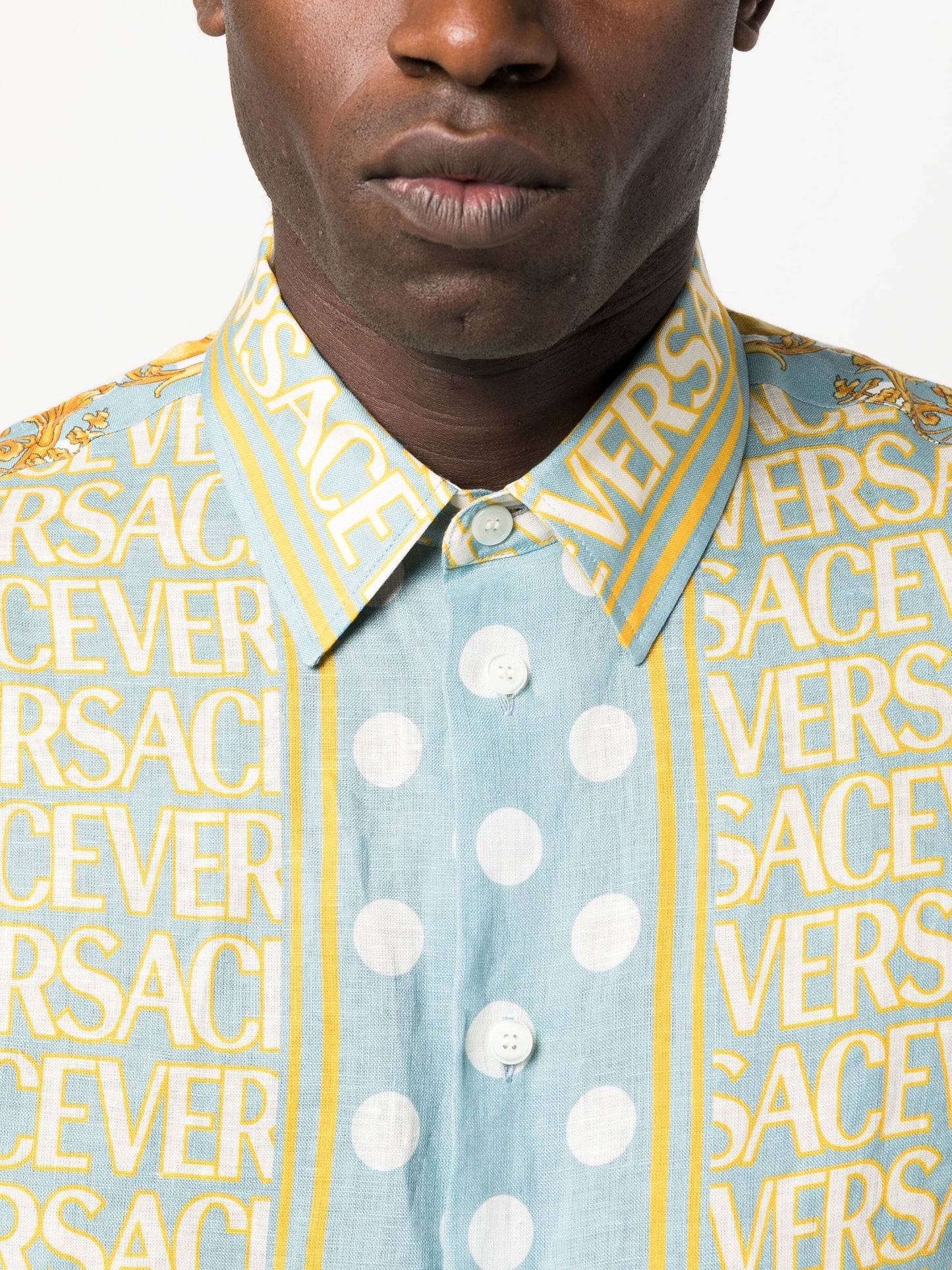 versace allover linen shirt