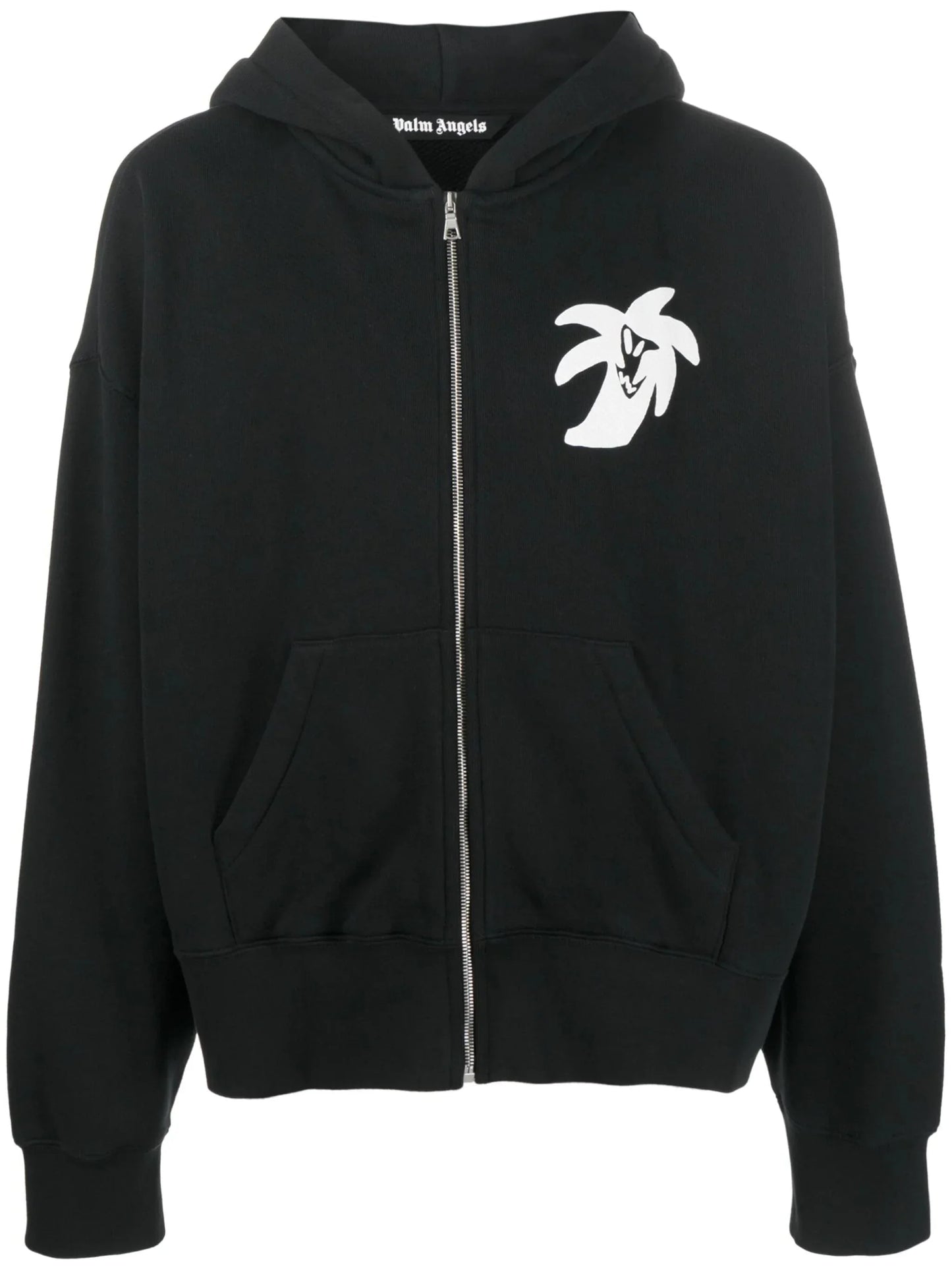 logo print zip up hoodie by palm angels - bottegalusso: premier destination for modern luxury menswear