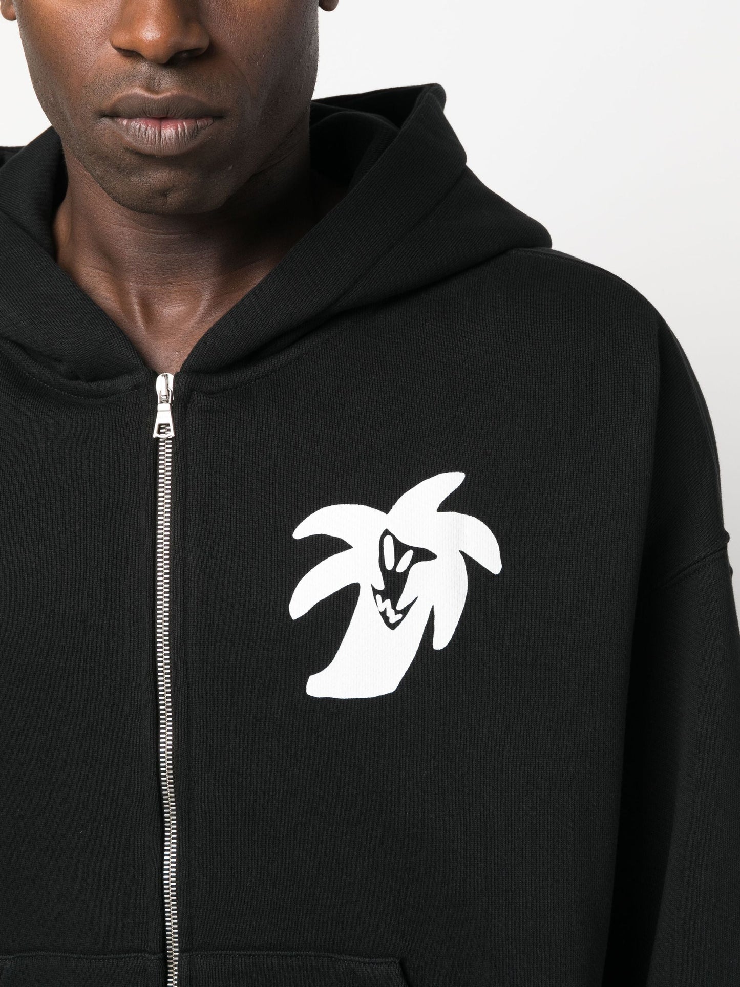 logo print zip up hoodie by palm angels - bottegalusso: premier destination for modern luxury menswear