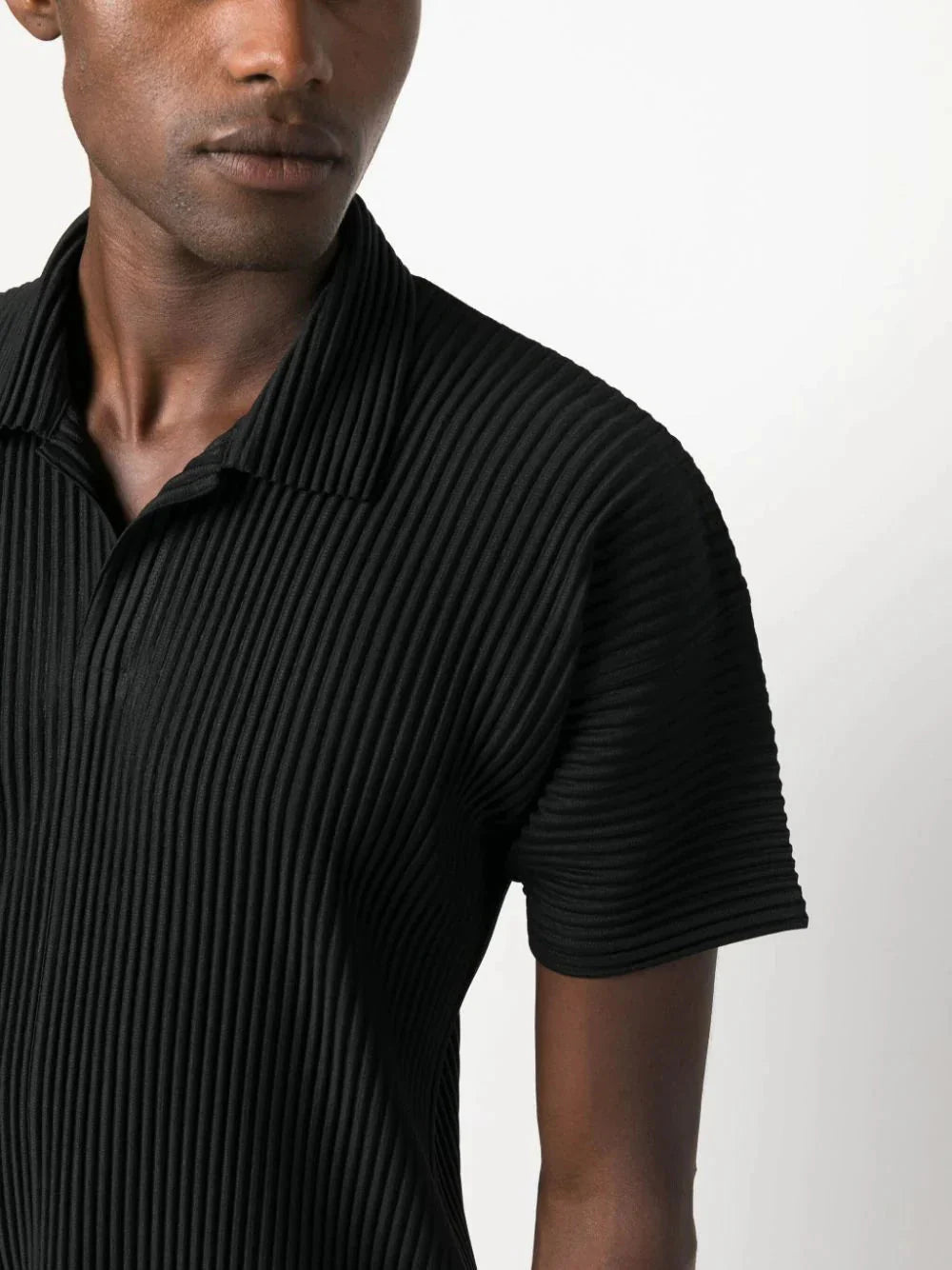 short sleeved pleated polo shirt by homme plissé issey miyake - bottegalusso: premier destination for modern luxury menswear