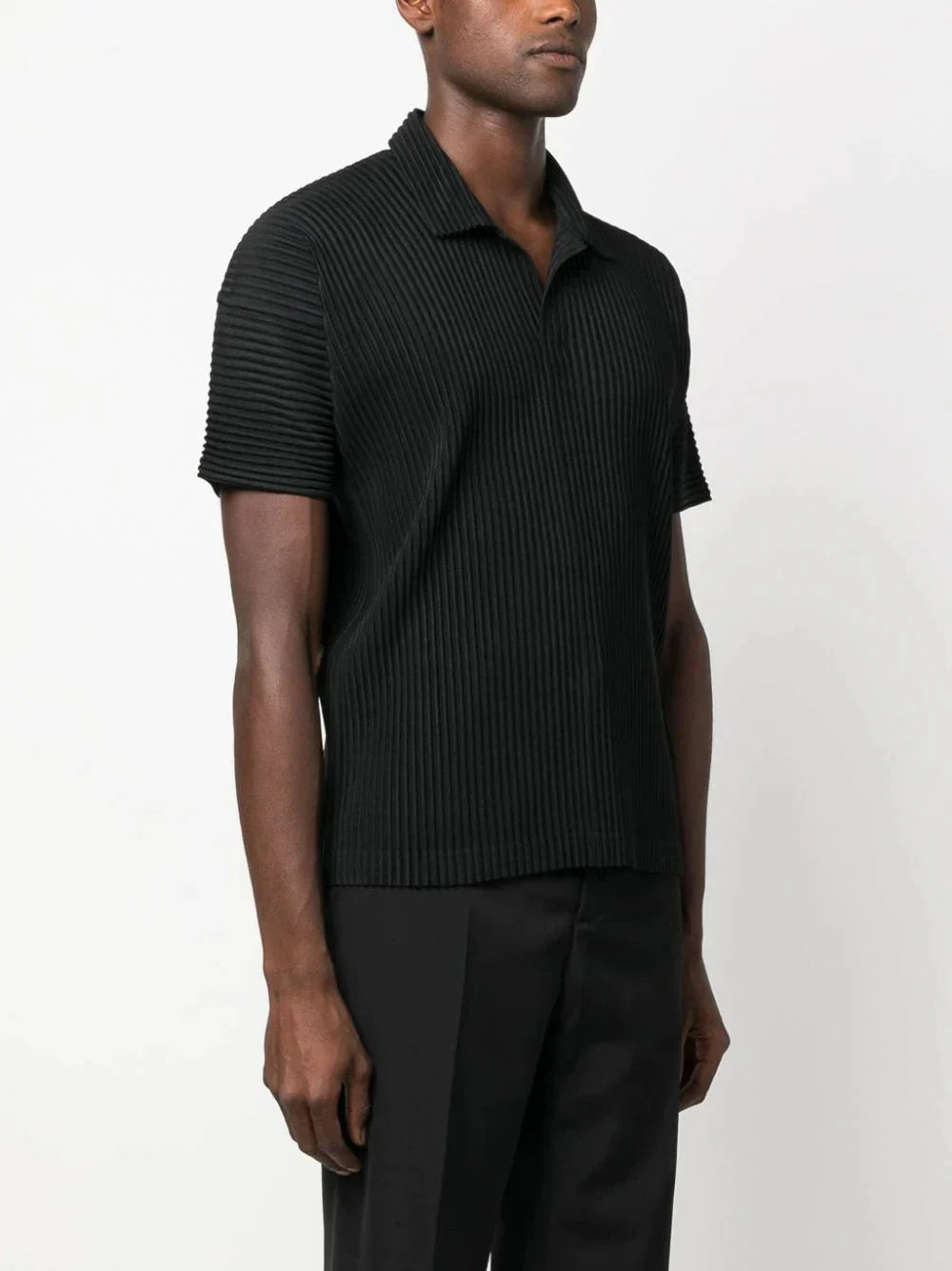 short sleeved pleated polo shirt by homme plissé issey miyake - bottegalusso: premier destination for modern luxury menswear