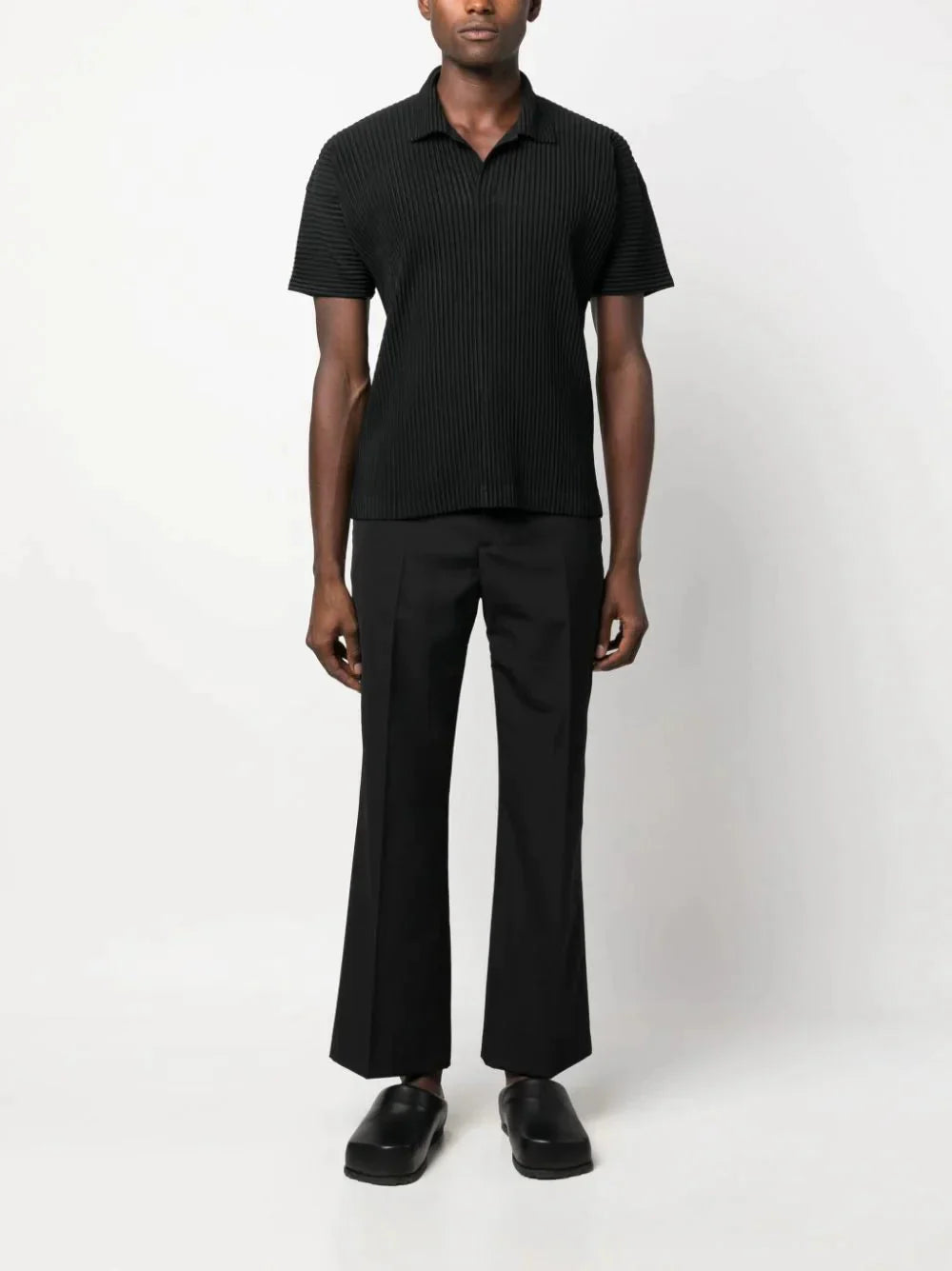 short sleeved pleated polo shirt by homme plissé issey miyake - bottegalusso: premier destination for modern luxury menswear