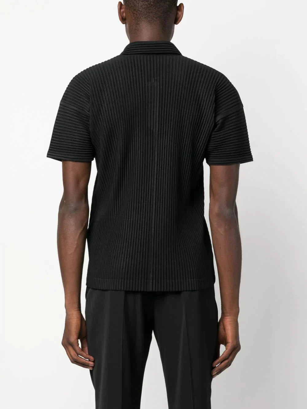 short sleeved pleated polo shirt by homme plissé issey miyake - bottegalusso: premier destination for modern luxury menswear