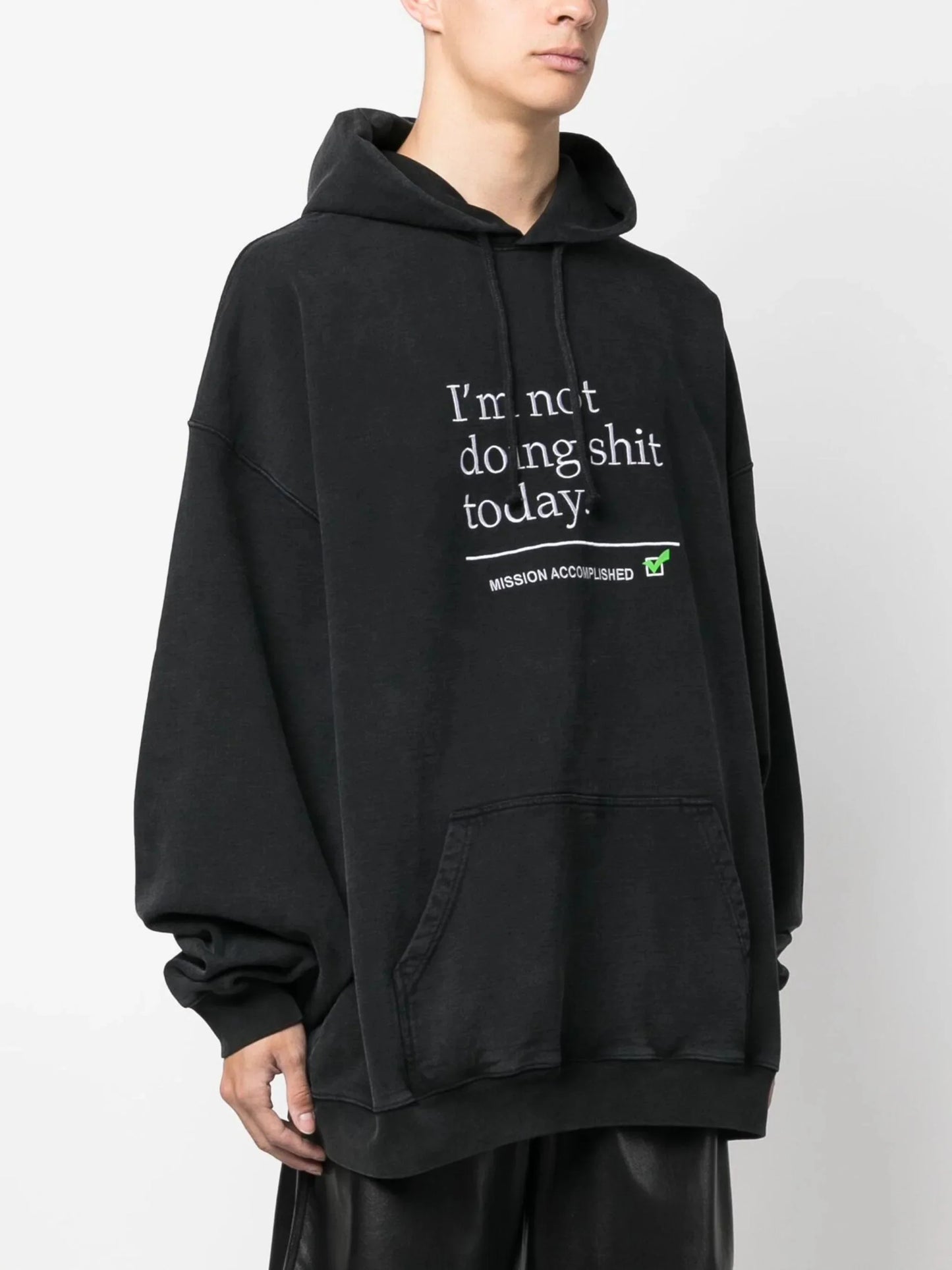 text print cotton hoodie by vetements - bottegalusso: premier destination for modern luxury menswear