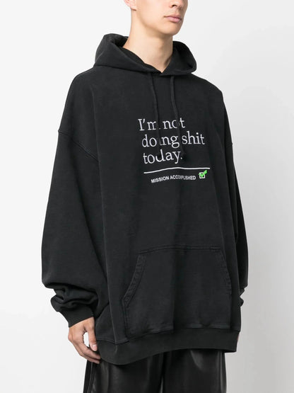 Text Print Cotton Hoodie by VETEMENTS - bottegalusso: Premier Destination for Modern Luxury Menswear