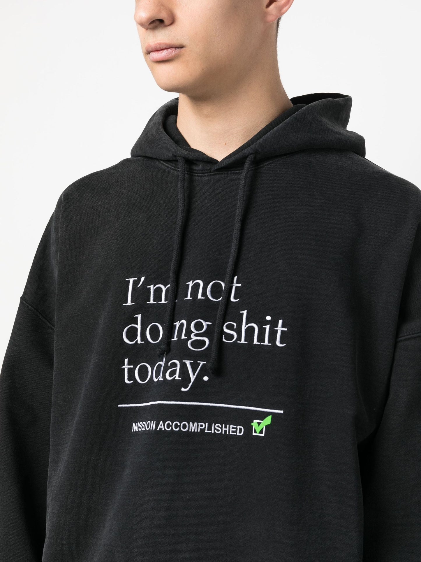 text print cotton hoodie by vetements - bottegalusso: premier destination for modern luxury menswear