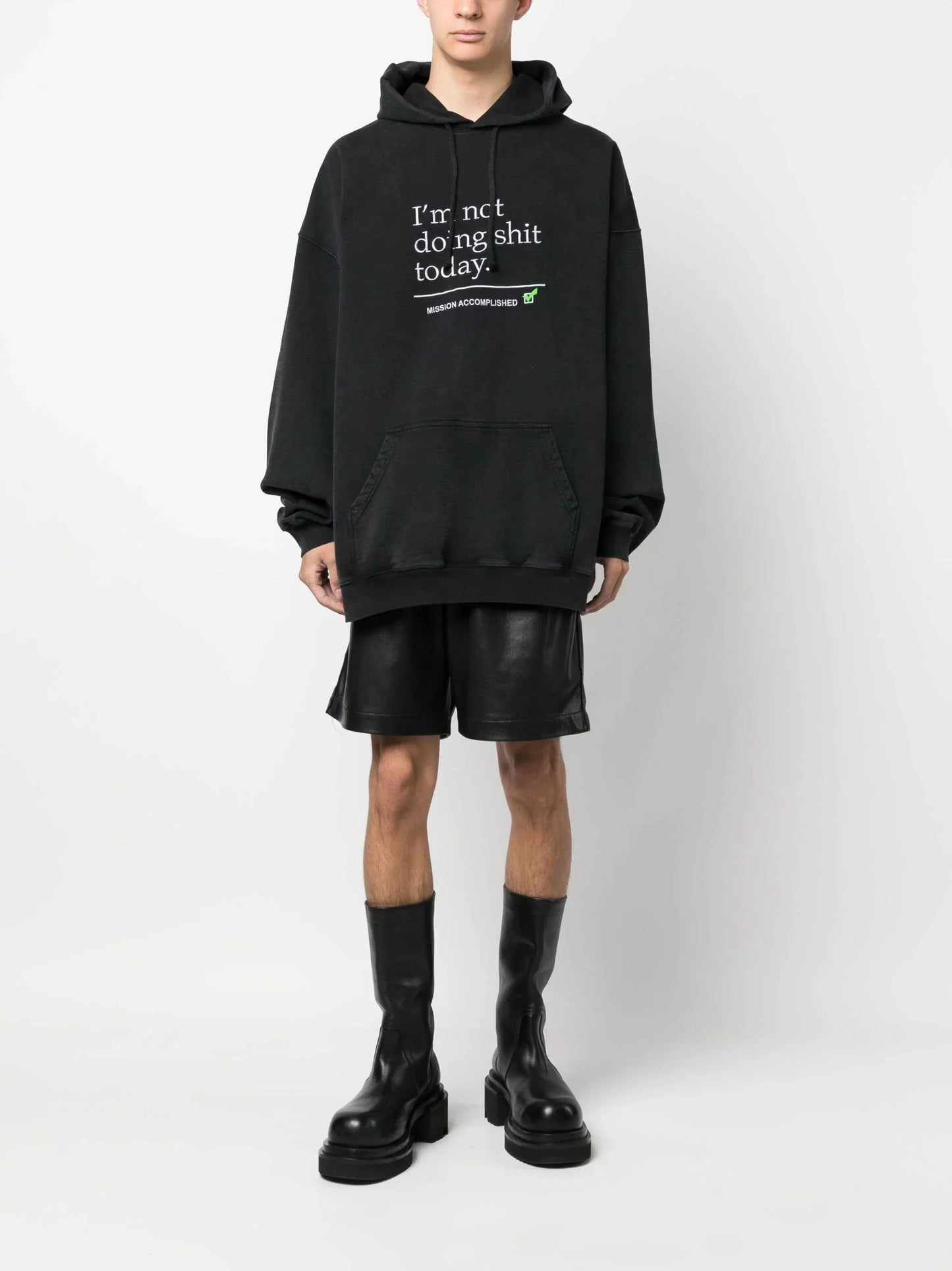 text print cotton hoodie by vetements - bottegalusso: premier destination for modern luxury menswear