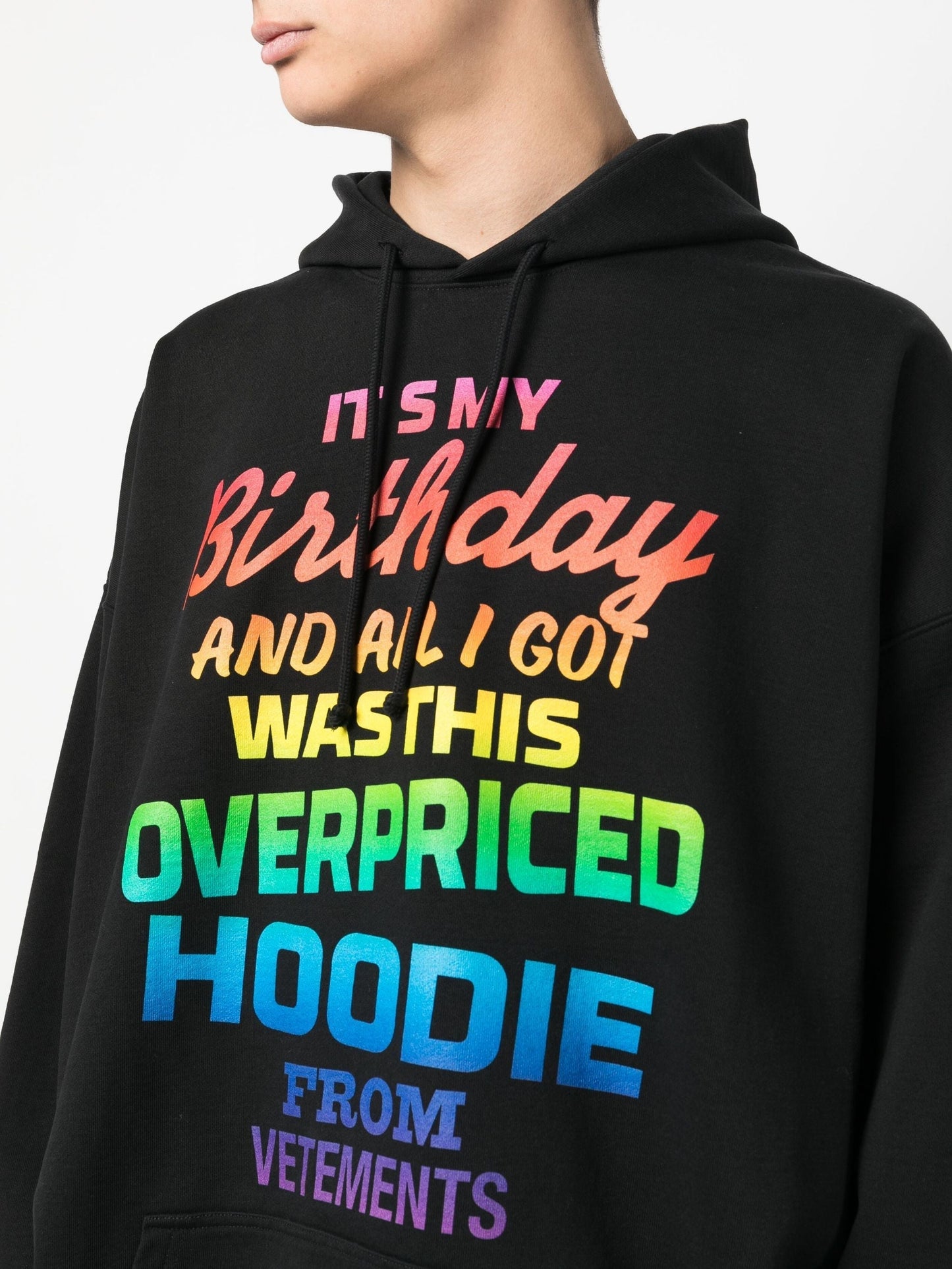 rainbow text print hoodie by vetements - bottegalusso: premier destination for modern luxury menswear