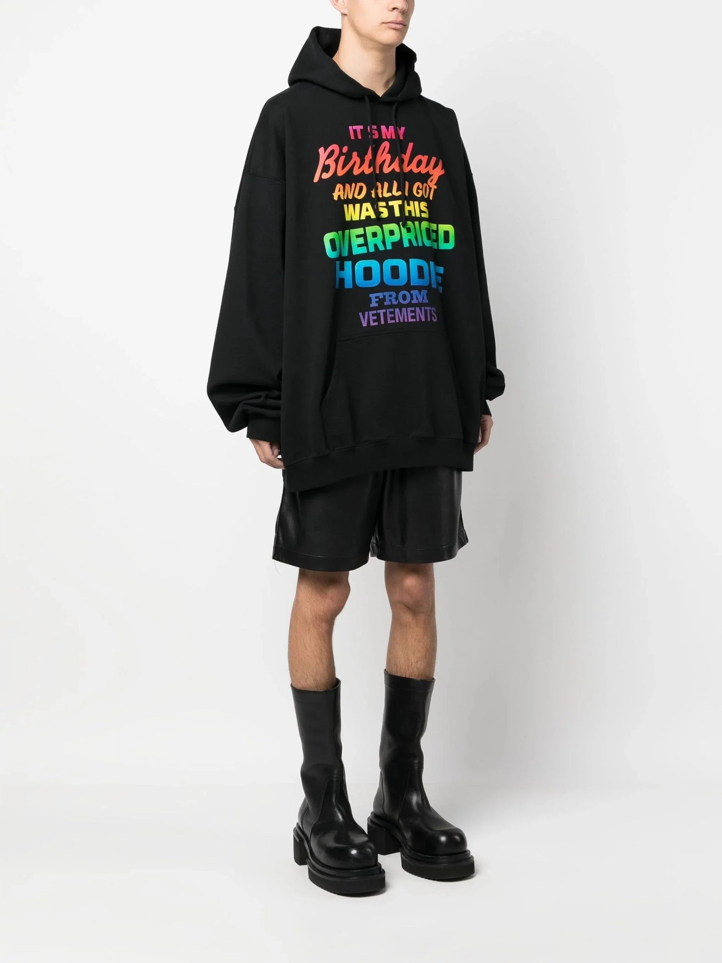 rainbow text print hoodie by vetements - bottegalusso: premier destination for modern luxury menswear