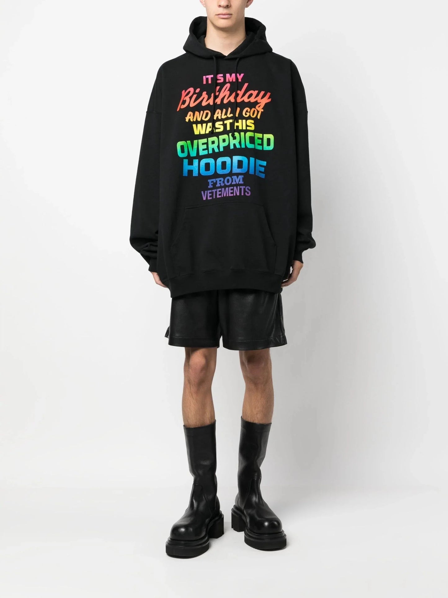 rainbow text print hoodie by vetements - bottegalusso: premier destination for modern luxury menswear