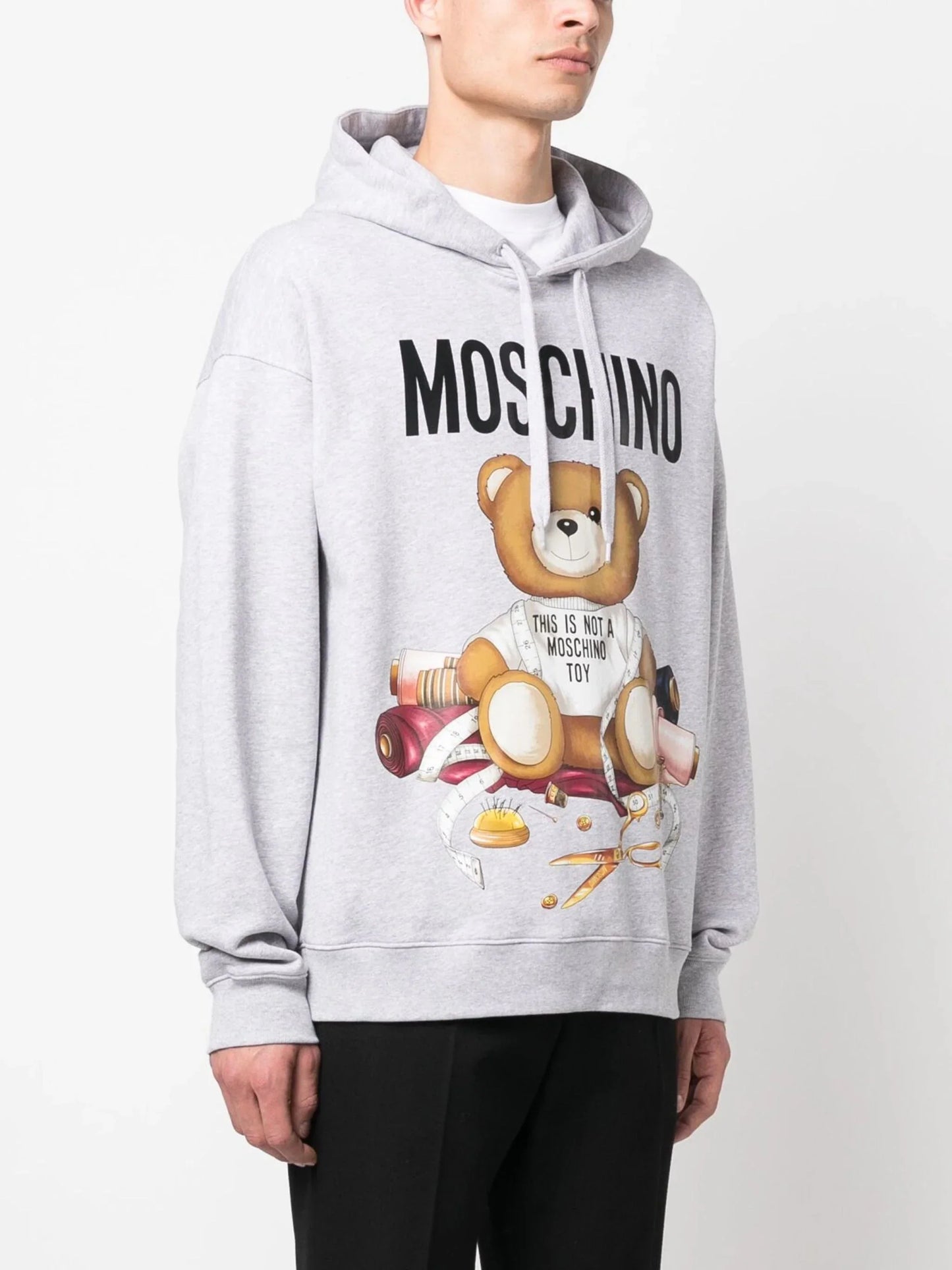 teddy bear print cotton hoodie by moschino - bottegalusso: premier destination for modern luxury menswear