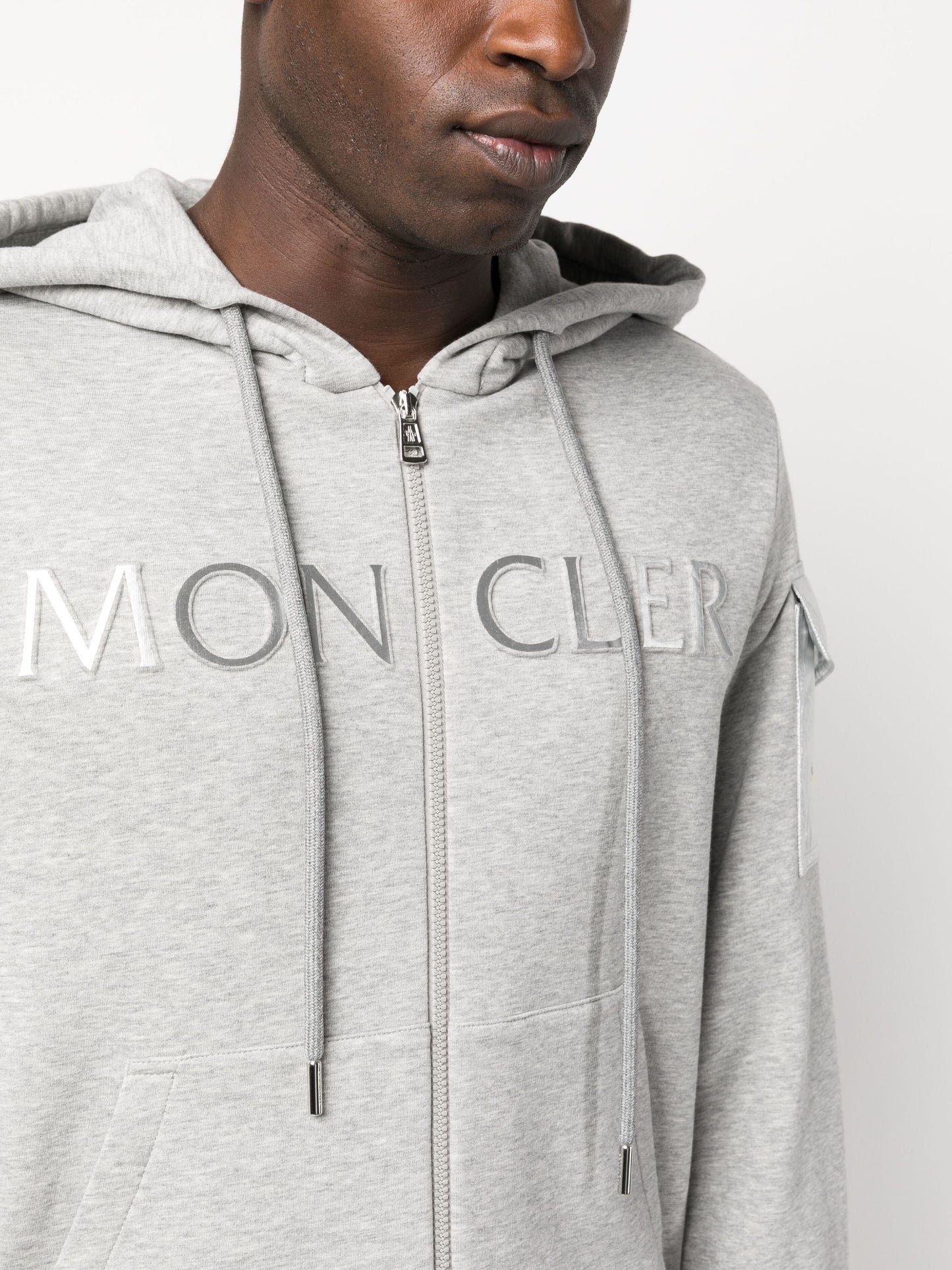 raised logo zip up hoodie by moncler - bottegalusso: premier destination for modern luxury menswear