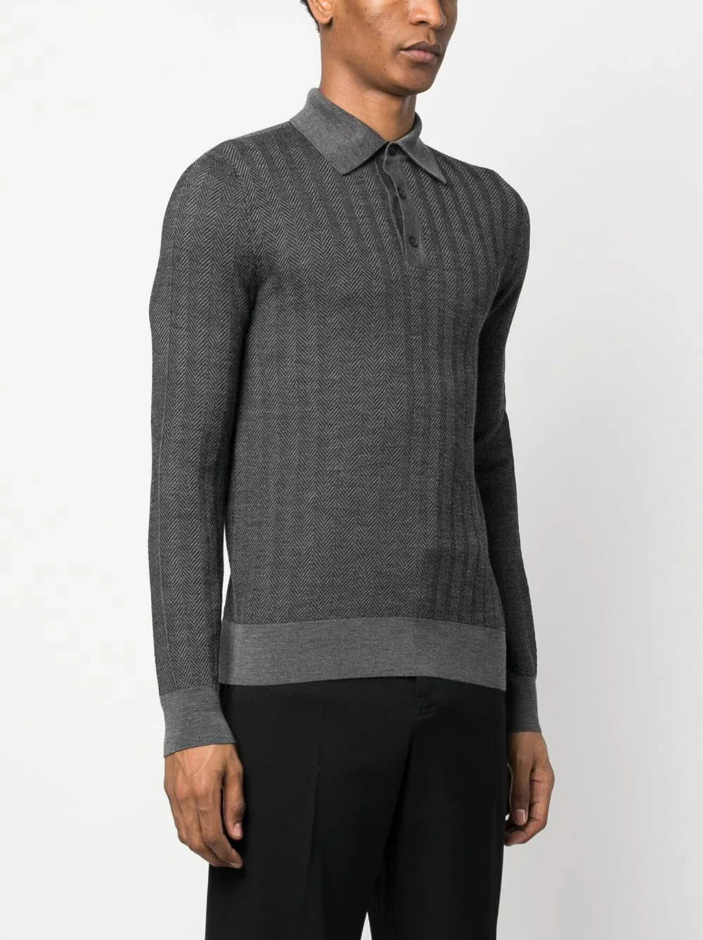 long sleeve wool polo shirt by brioni - bottegalusso: premier destination for modern luxury menswear