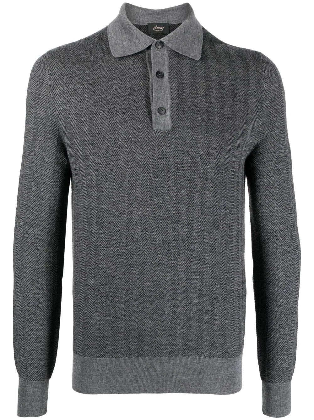 Long Sleeve Wool Polo Shirt by Brioni - bottegalusso: Premier Destination for Modern Luxury Menswear