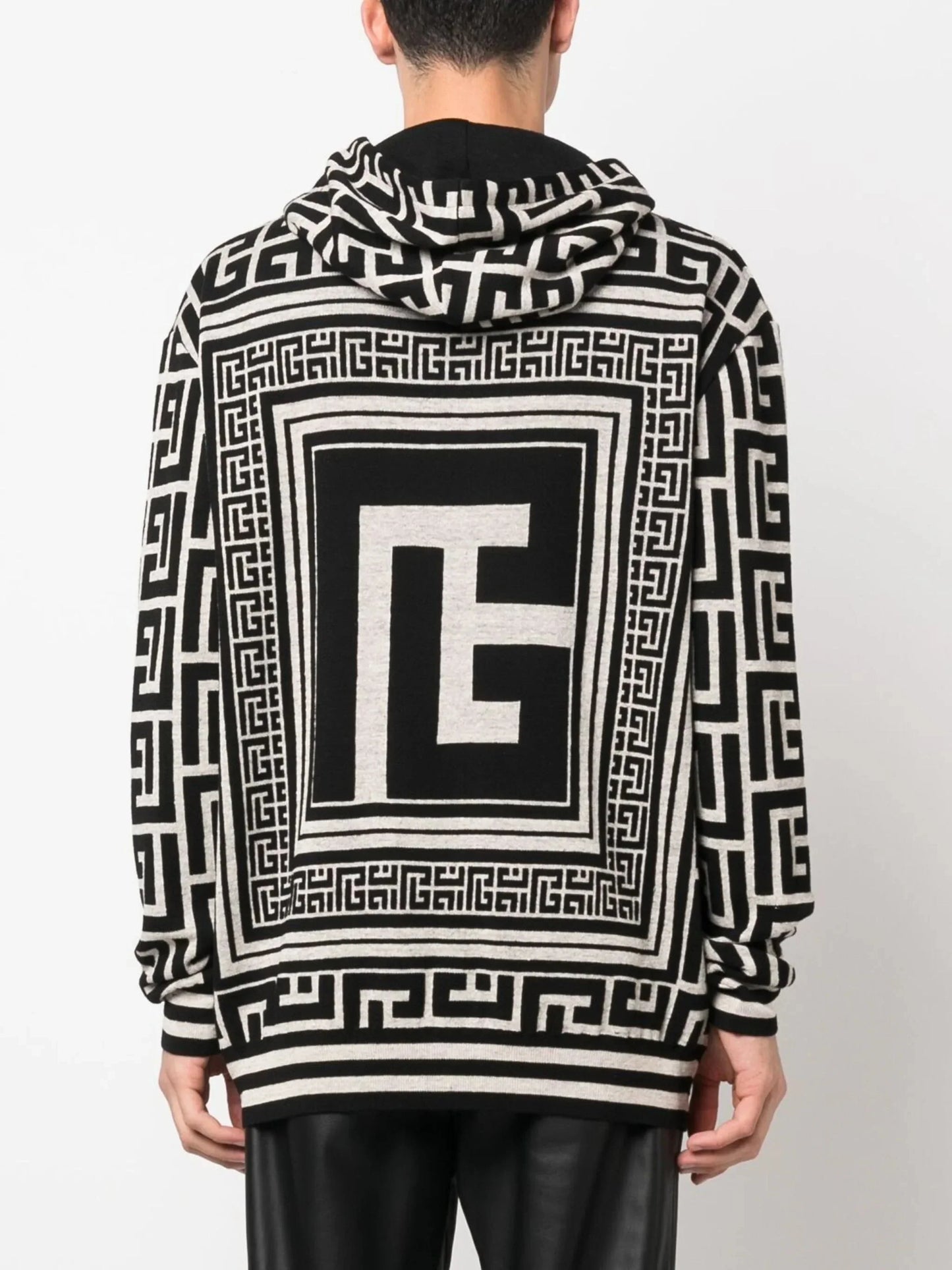 maxi monogram jacquard hoodie by balmain - bottegalusso: premier destination for modern luxury menswear