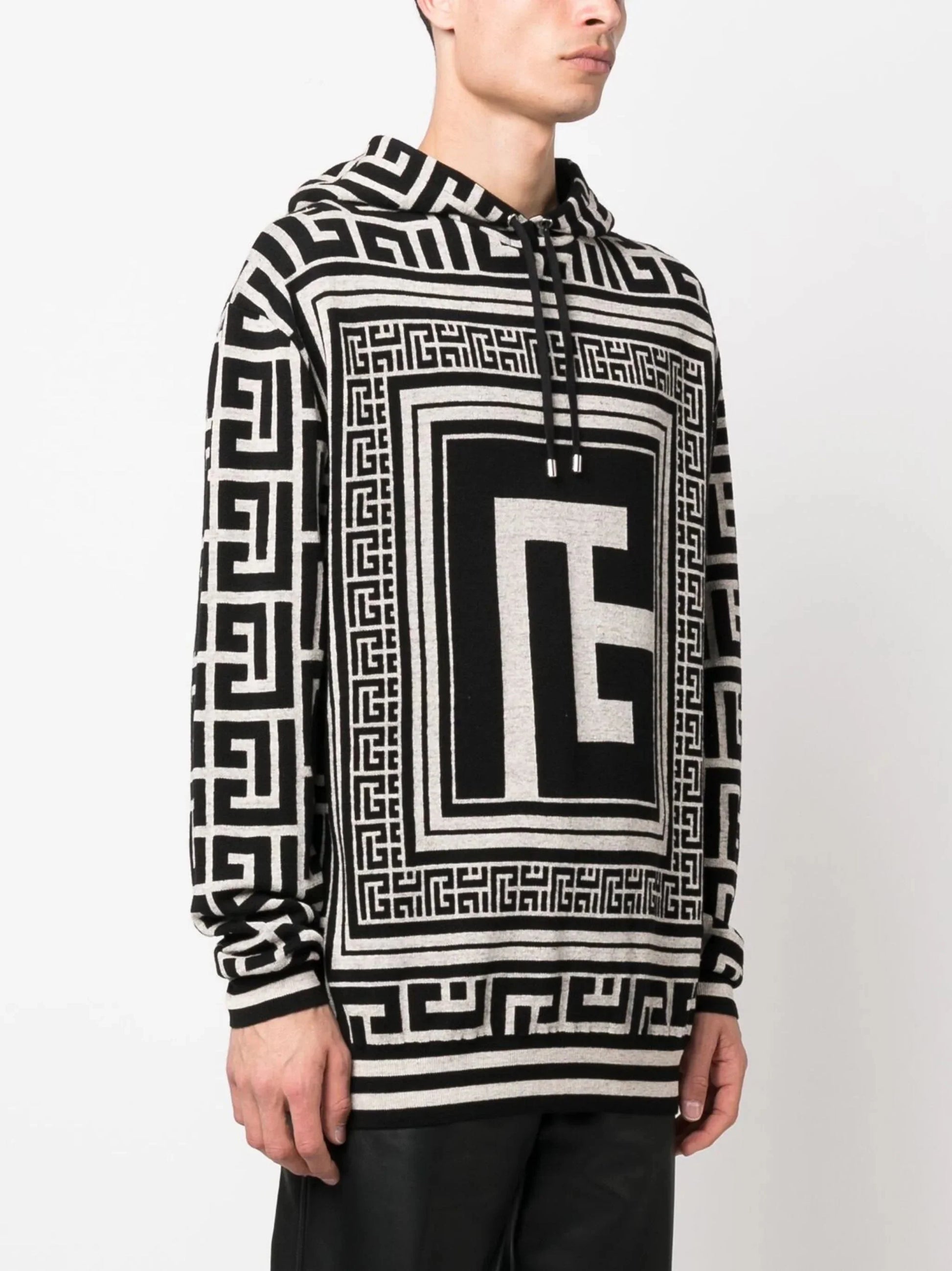 Maxi Monogram Jacquard Hoodie by Balmain - bottegalusso: Premier Destination for Modern Luxury Menswear