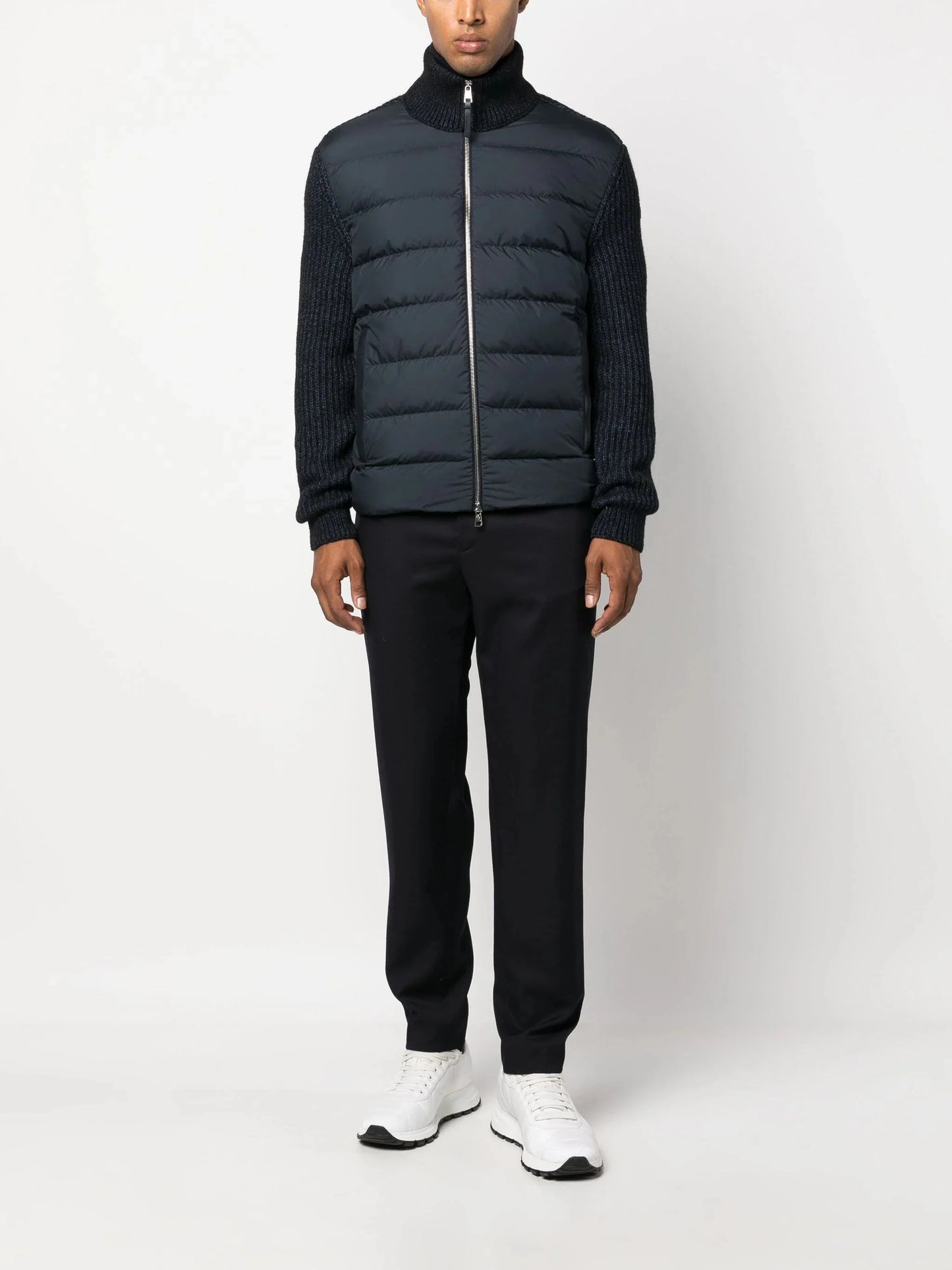 padded cotton blend cardigan by moncler - bottegalusso: premier destination for modern luxury menswear