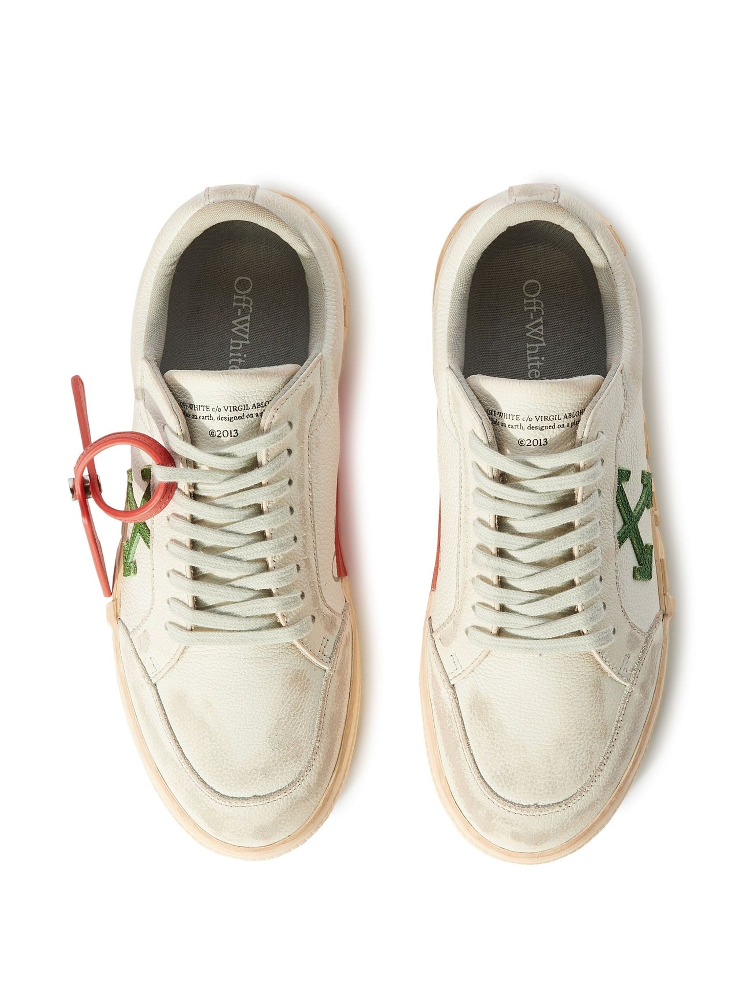 low vulcanized distressed sneakers by off-white - bottegalusso: premier destination for modern luxury menswear