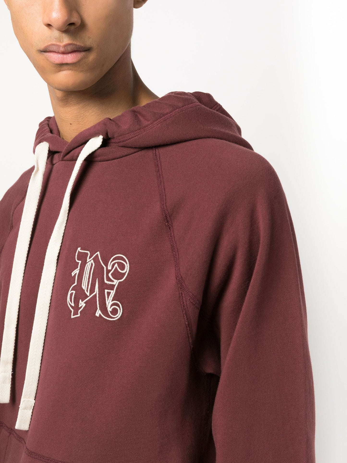 monogram embroidered cotton hoodie by palm angels - bottegalusso: premier destination for modern luxury menswear