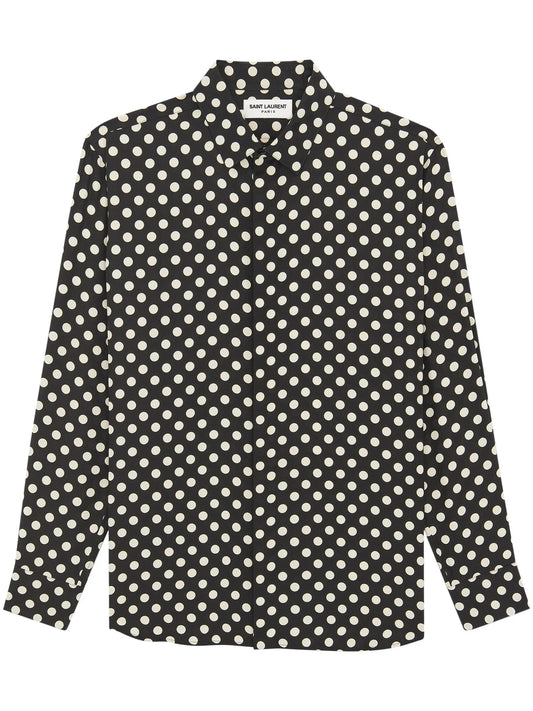 Polka Dot Print Silk Shirt