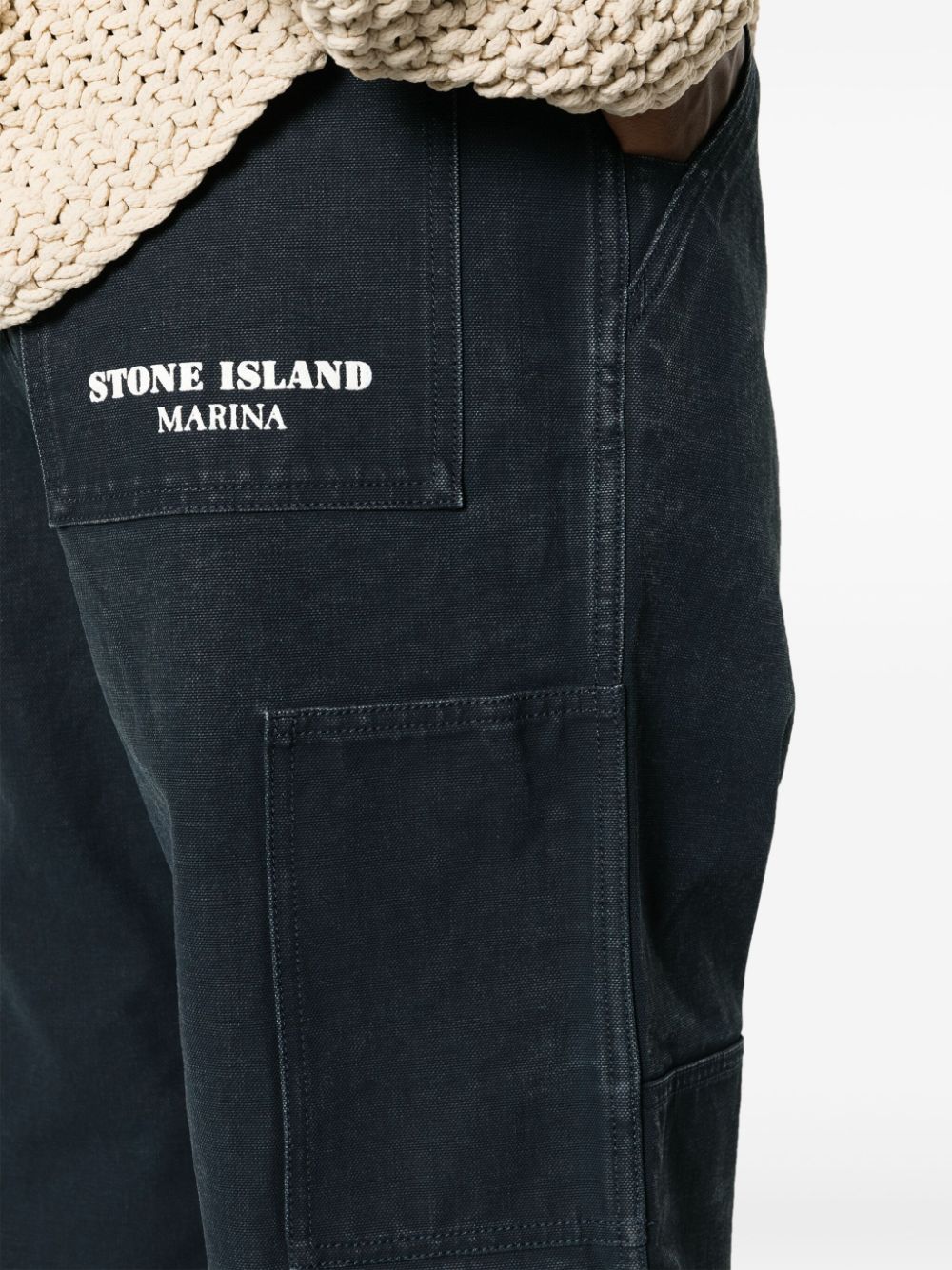 mid rise cotton loose trousers by stone island - bottegalusso: premier destination for modern luxury menswear