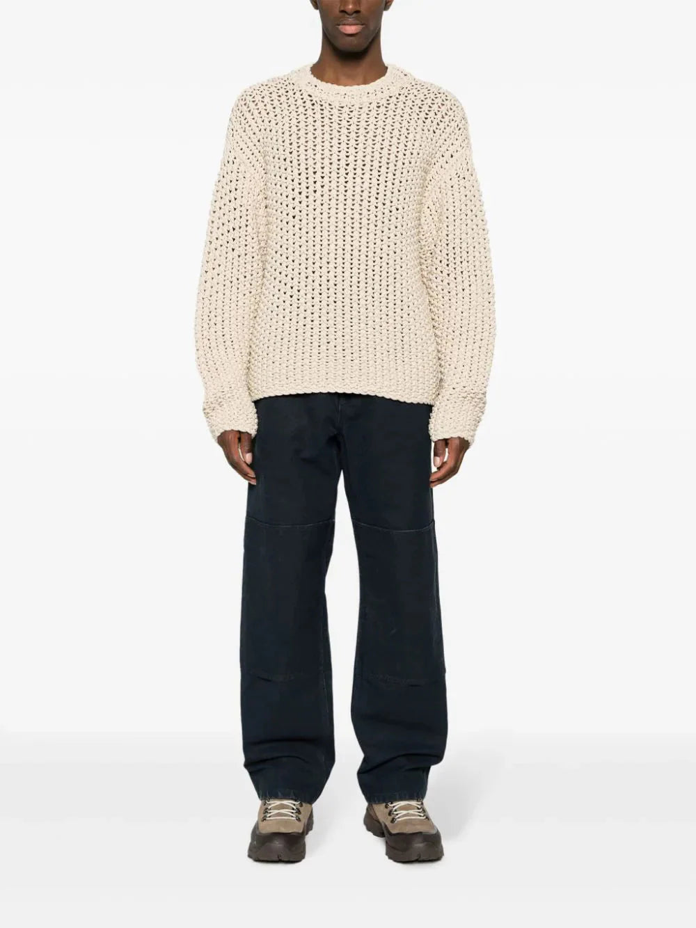 mid rise cotton loose trousers by stone island - bottegalusso: premier destination for modern luxury menswear