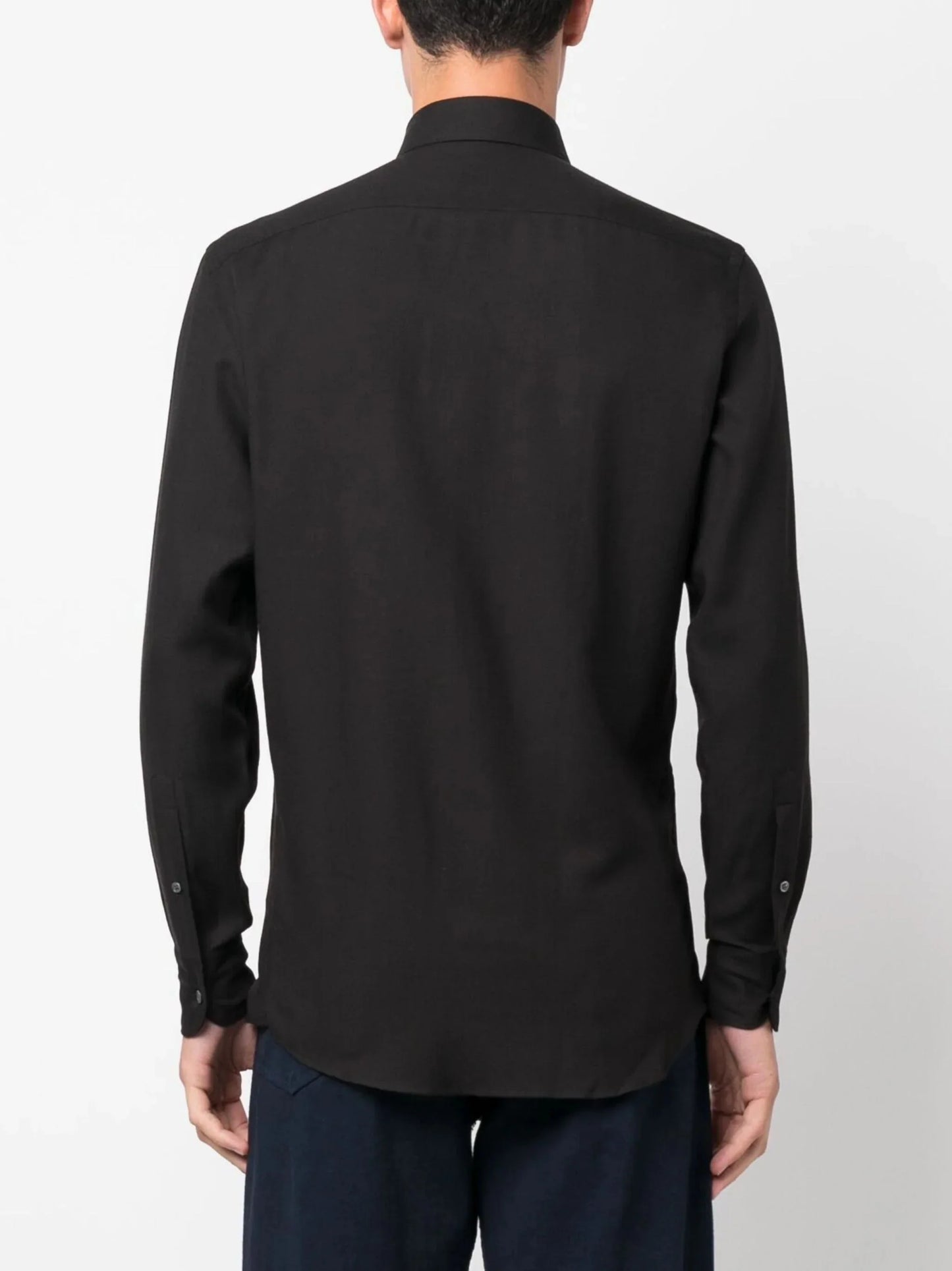 spread collar cotton cashmere shirt