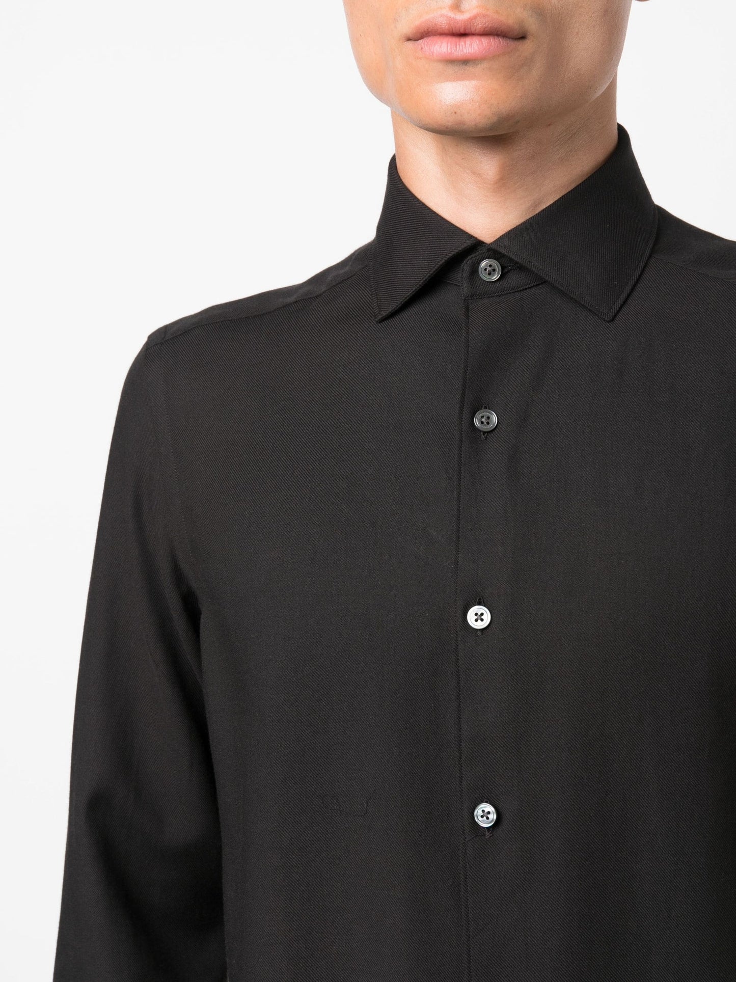 spread collar cotton cashmere shirt