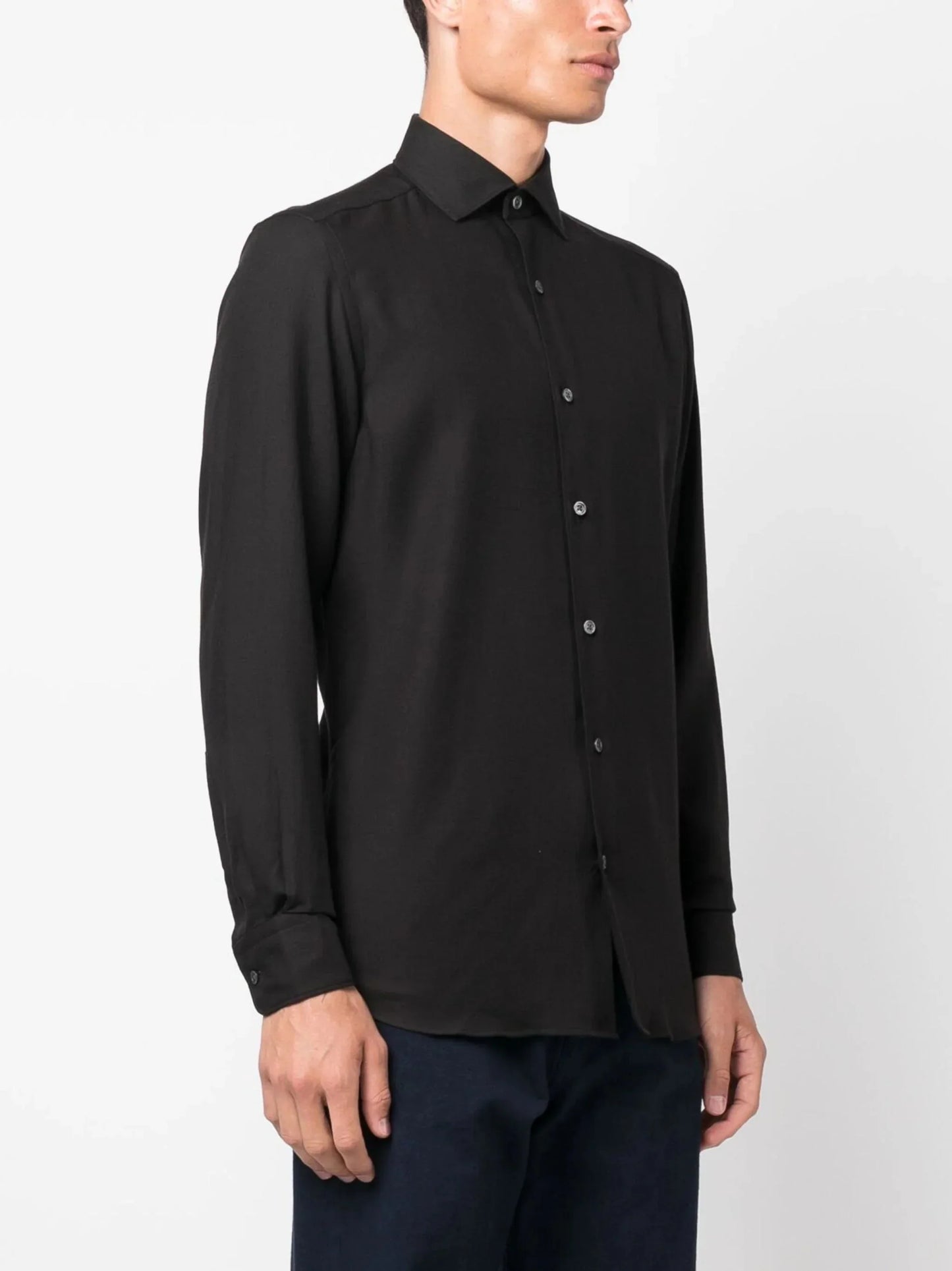 spread collar cotton cashmere shirt