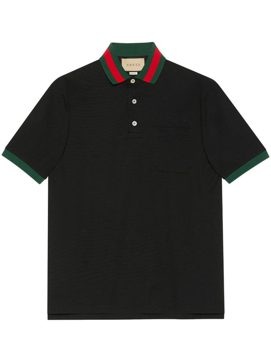 Web Stripe Collar Piqué Polo Shirt by Gucci - bottegalusso: Premier Destination for Modern Luxury Menswear